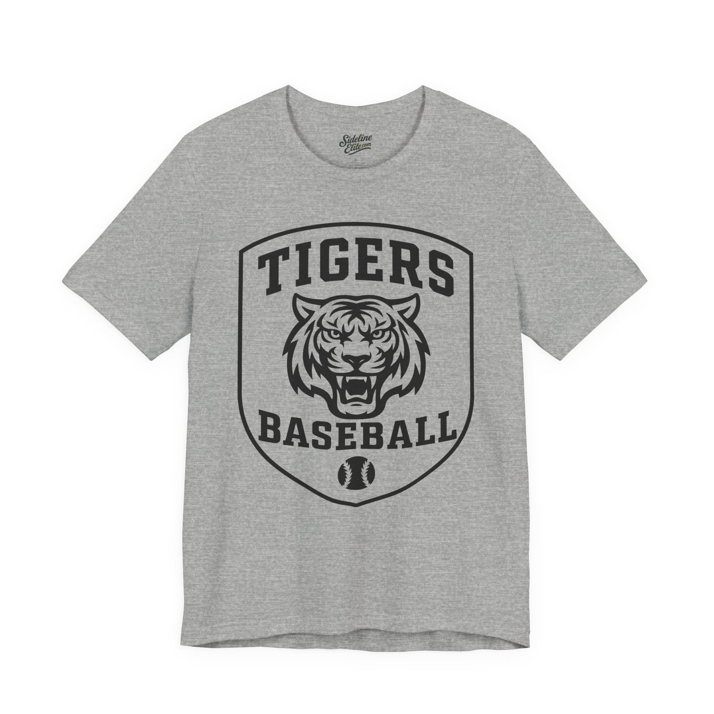 Tigers Baseball Shield Tee | Fierce Mascot Crest with Baseball Emblem