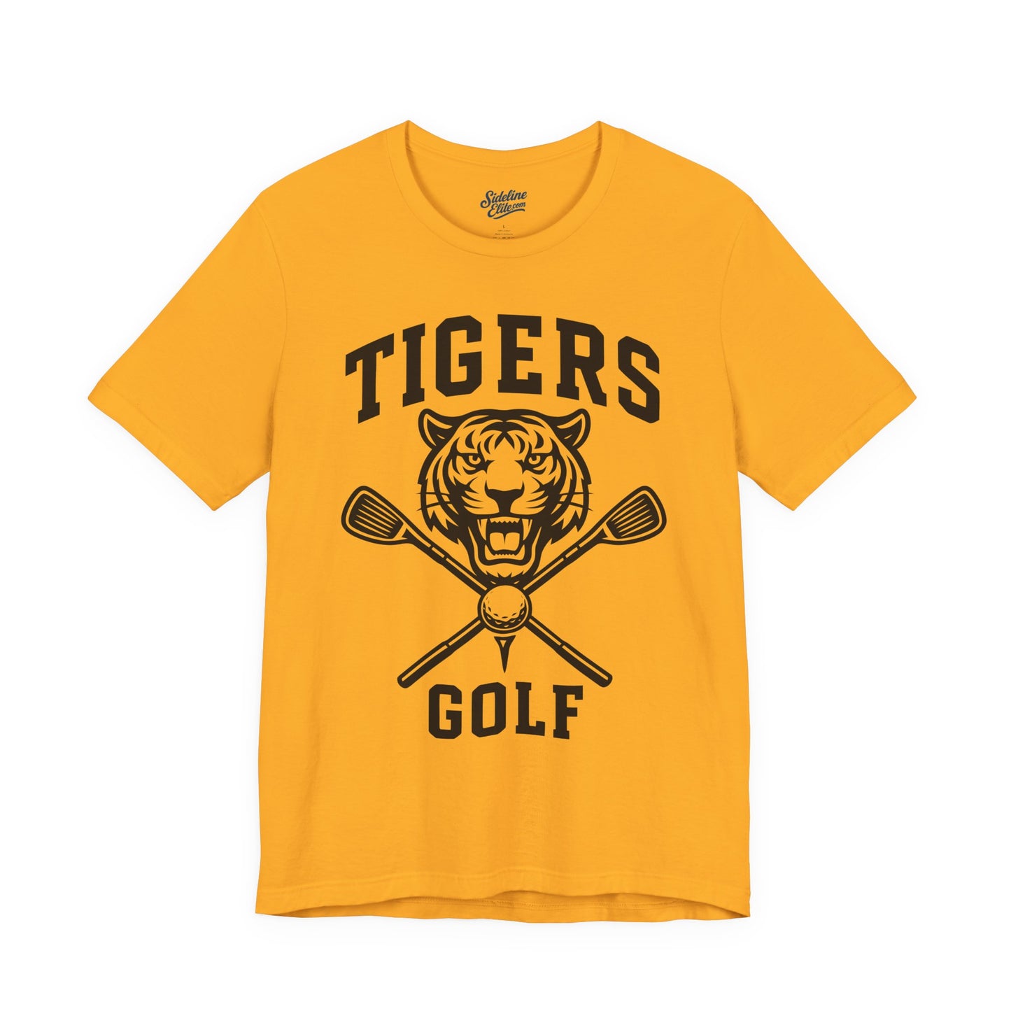 Tigers Golf Crossed Clubs Tee | Fierce Tiger Face & Varsity Style