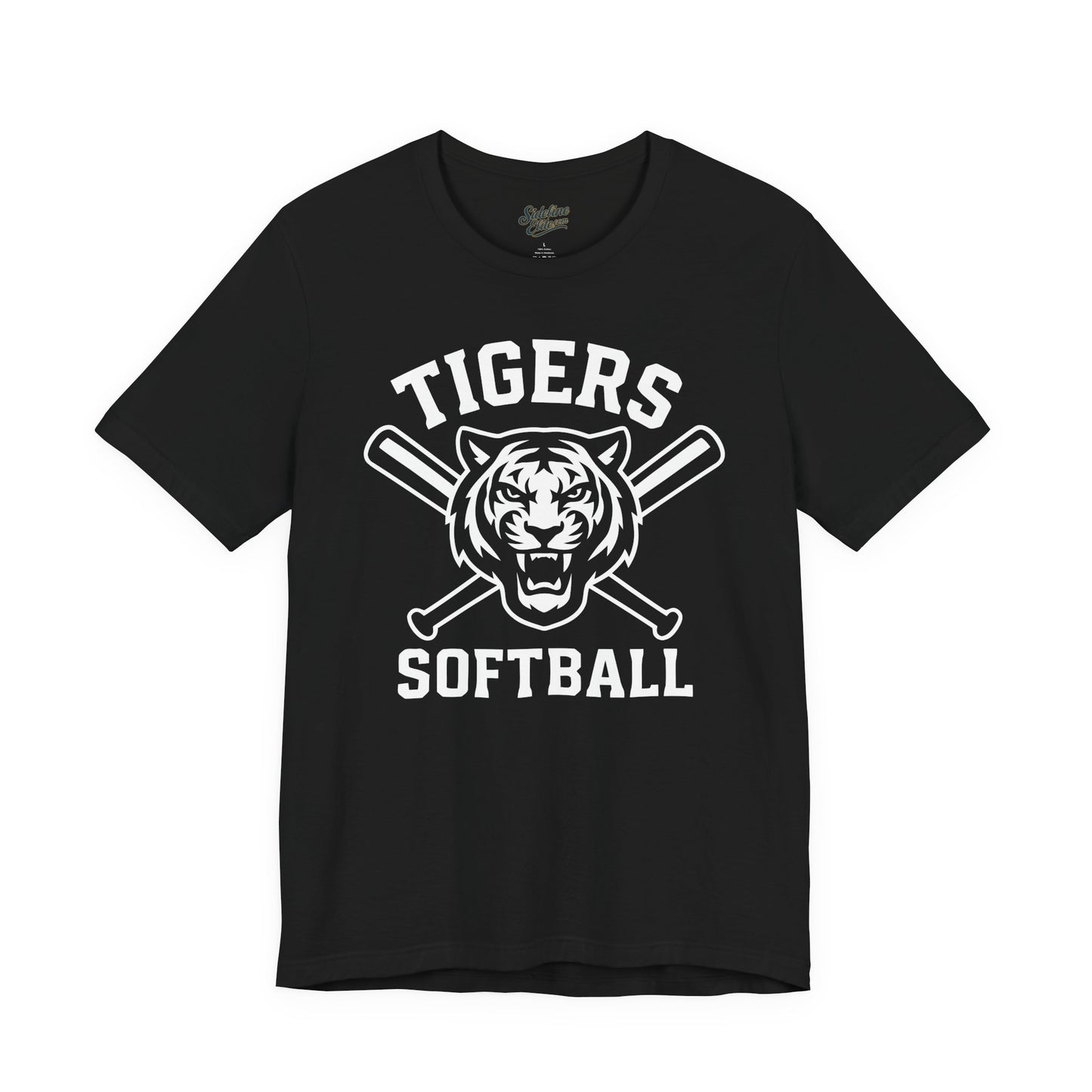 Tigers Softball Strike Zone Tee | Centered Mascot with Bold Crossed Bats Layout