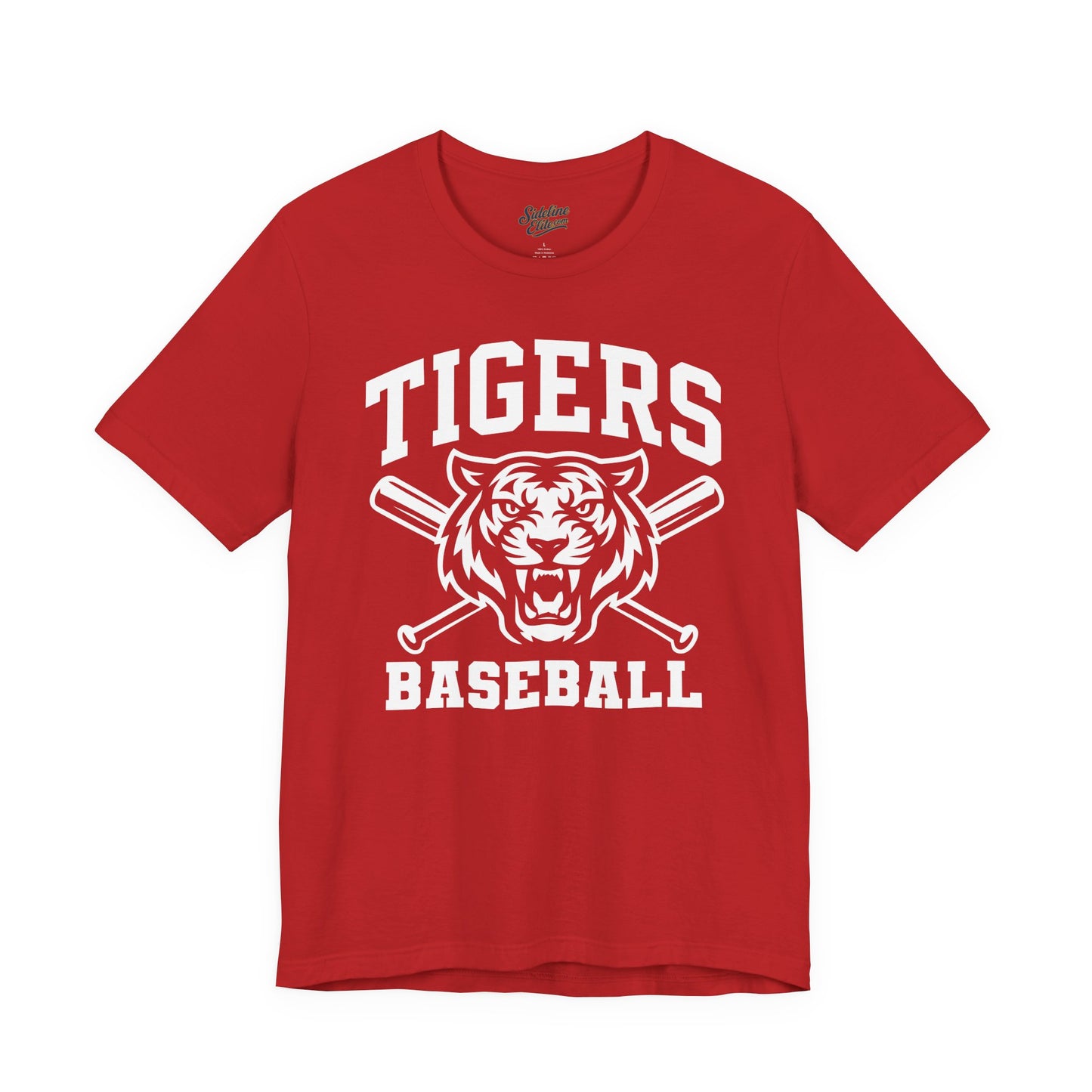 Tigers Baseball Crossbats Tee | Fierce Mascot with Arched Text and Bat Graphic