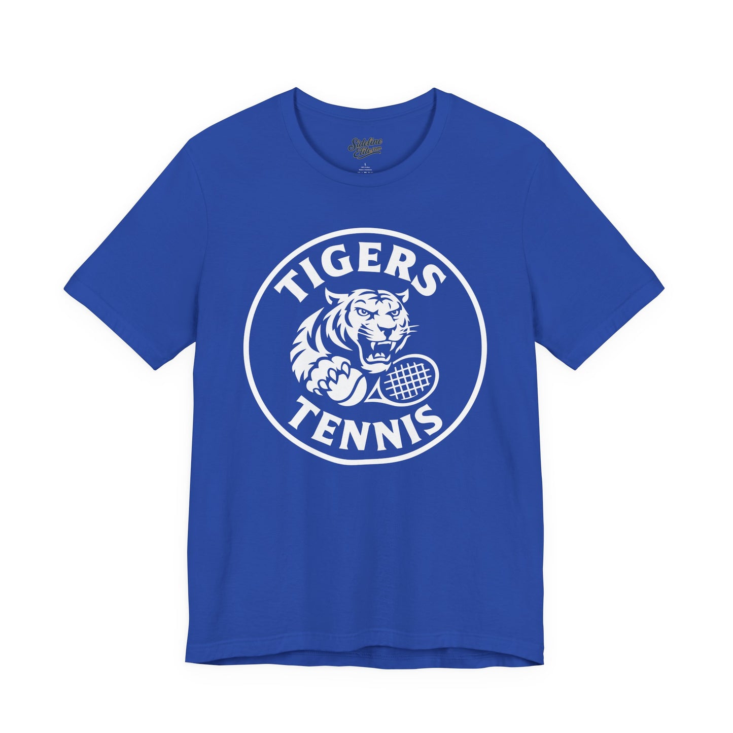 Tigers Tennis Racket Grip Tee | Circle Badge Mascot Design