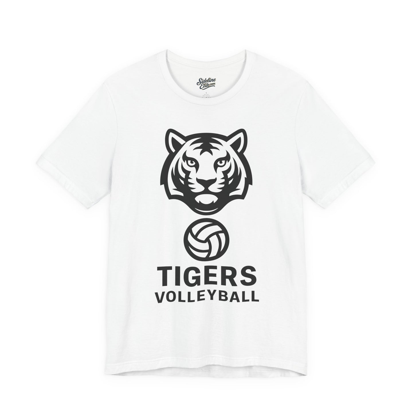 Tigers Volleyball Face Crest Tee | Fierce Mascot with Volleyball Icon