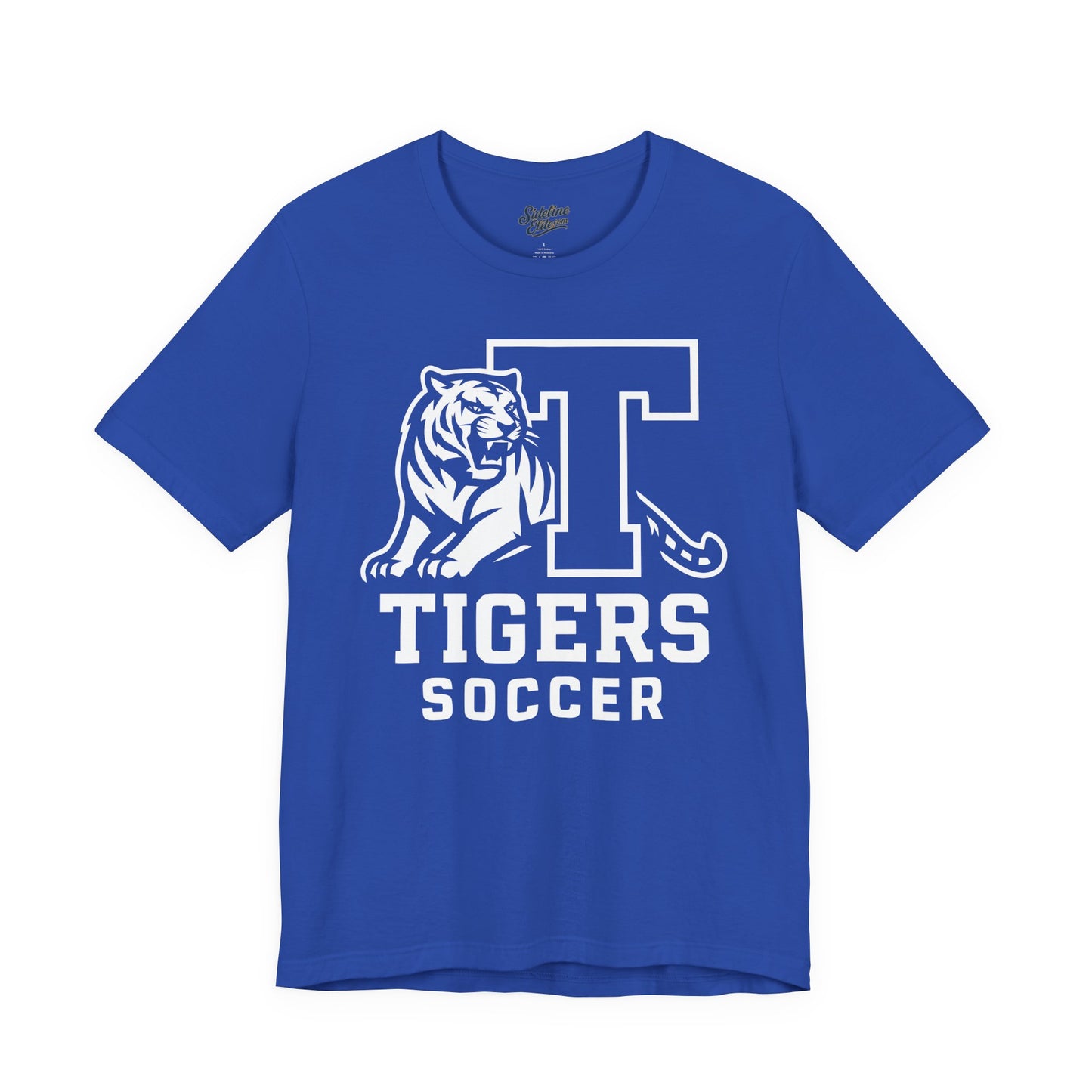 Tigers Soccer Varsity Block Tee | Tiger Mascot with Bold Lettermark