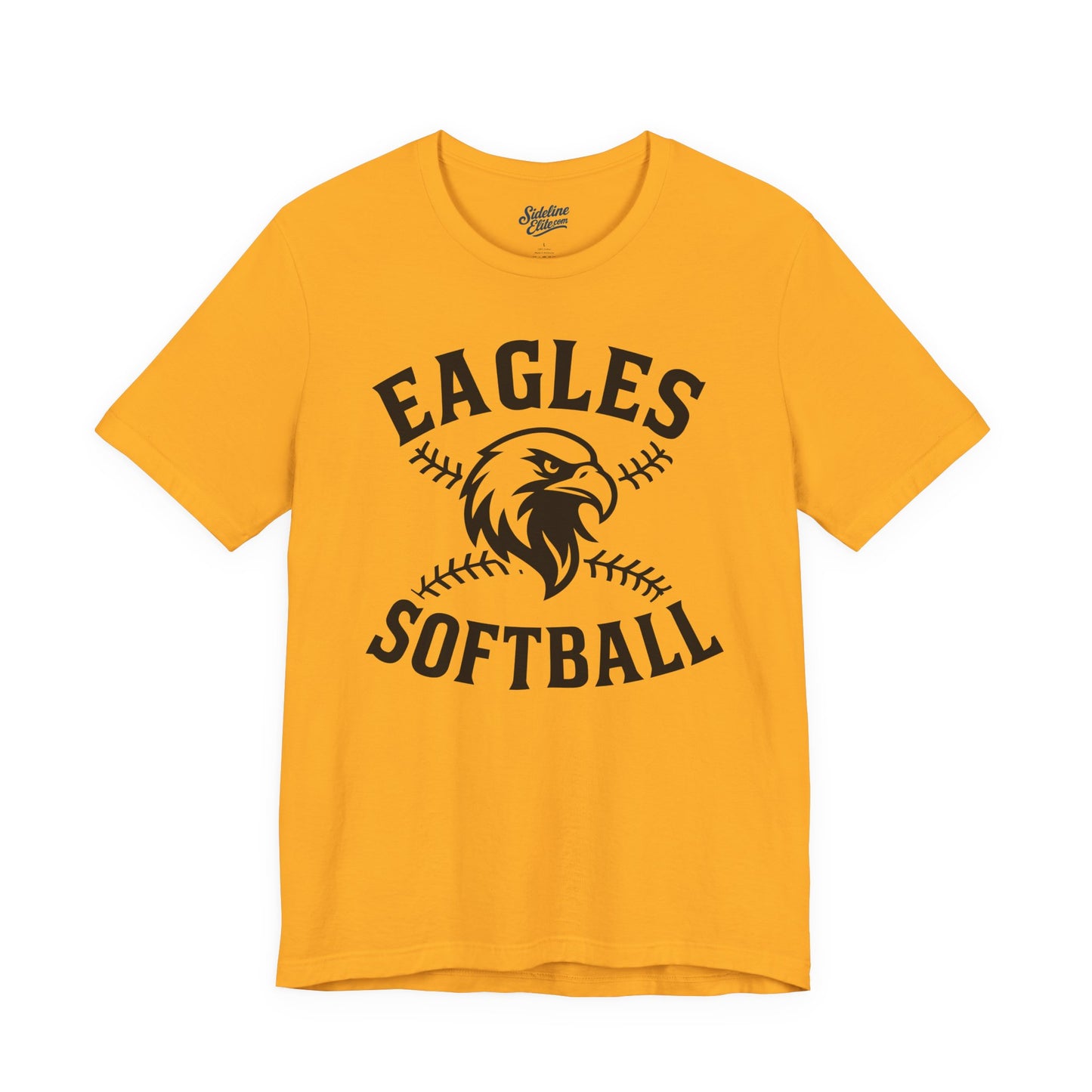 Eagles Softball Spirit Wear T-Shirt | Bold Mascot Head with Crossed Stitch Softball Design