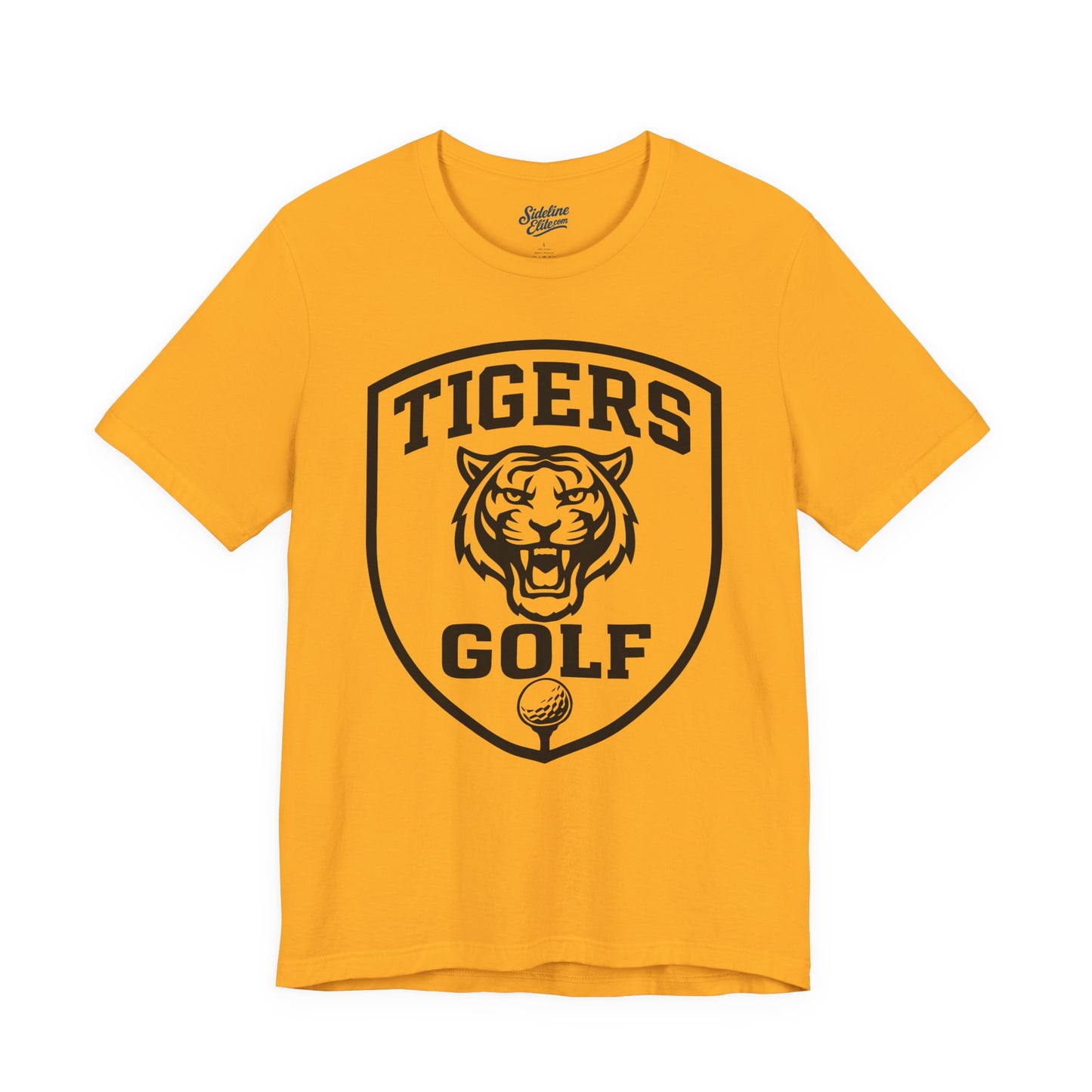 Tigers Golf Shield Tee | Fierce Mascot with Golf Ball Emblem