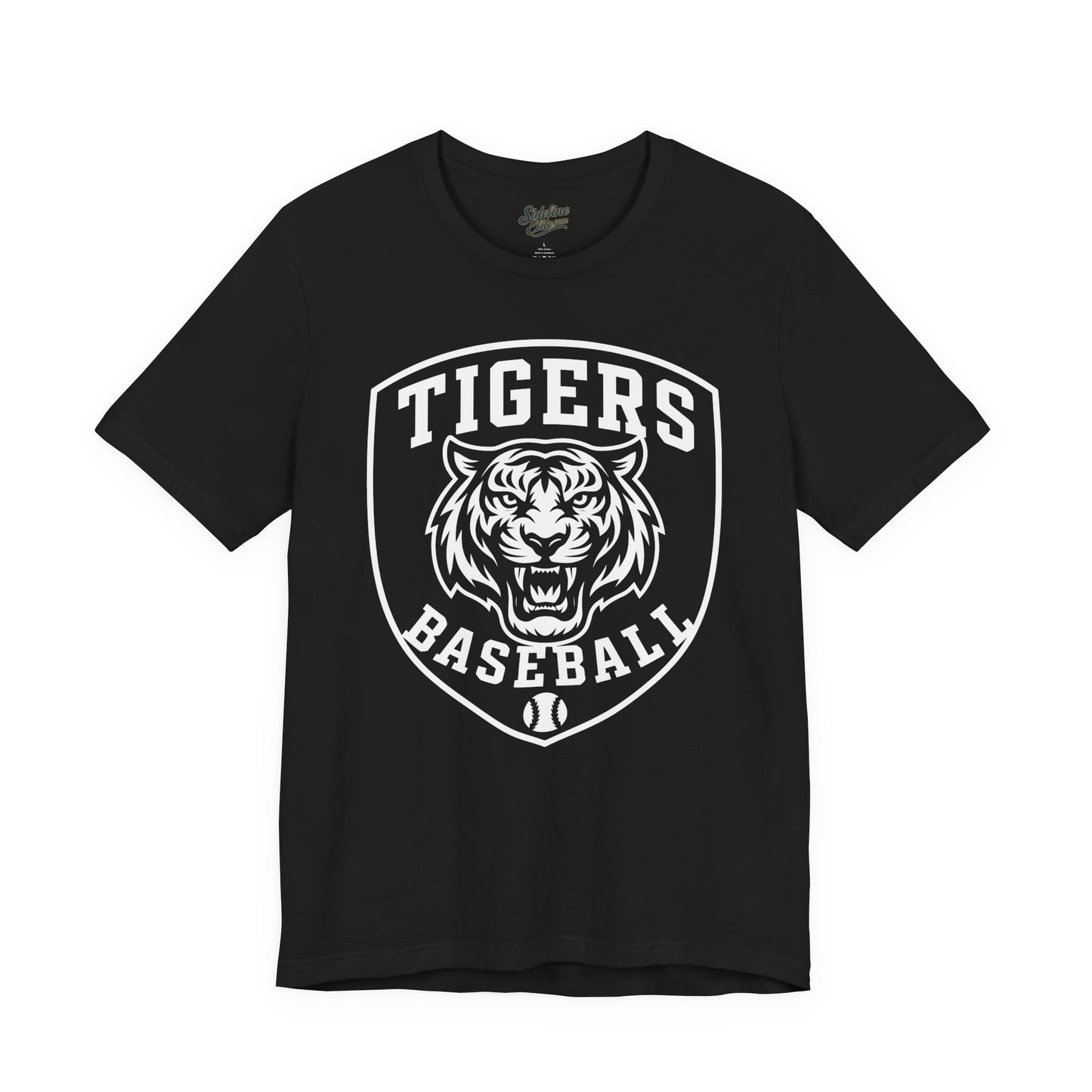 Tigers Baseball Shield Tee | Fierce Mascot Crest with Baseball Emblem