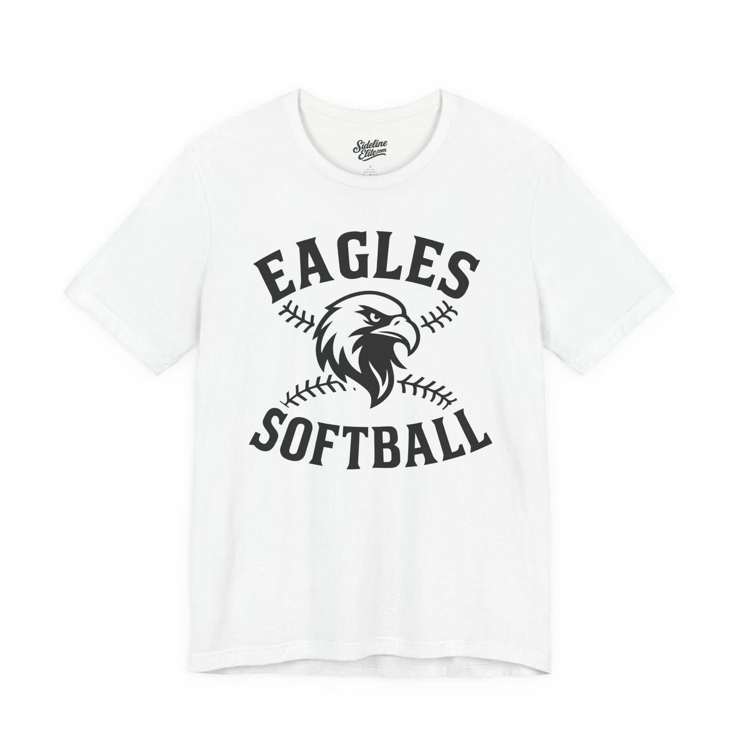 Eagles Softball Spirit Wear T-Shirt | Bold Mascot Head with Crossed Stitch Softball Design