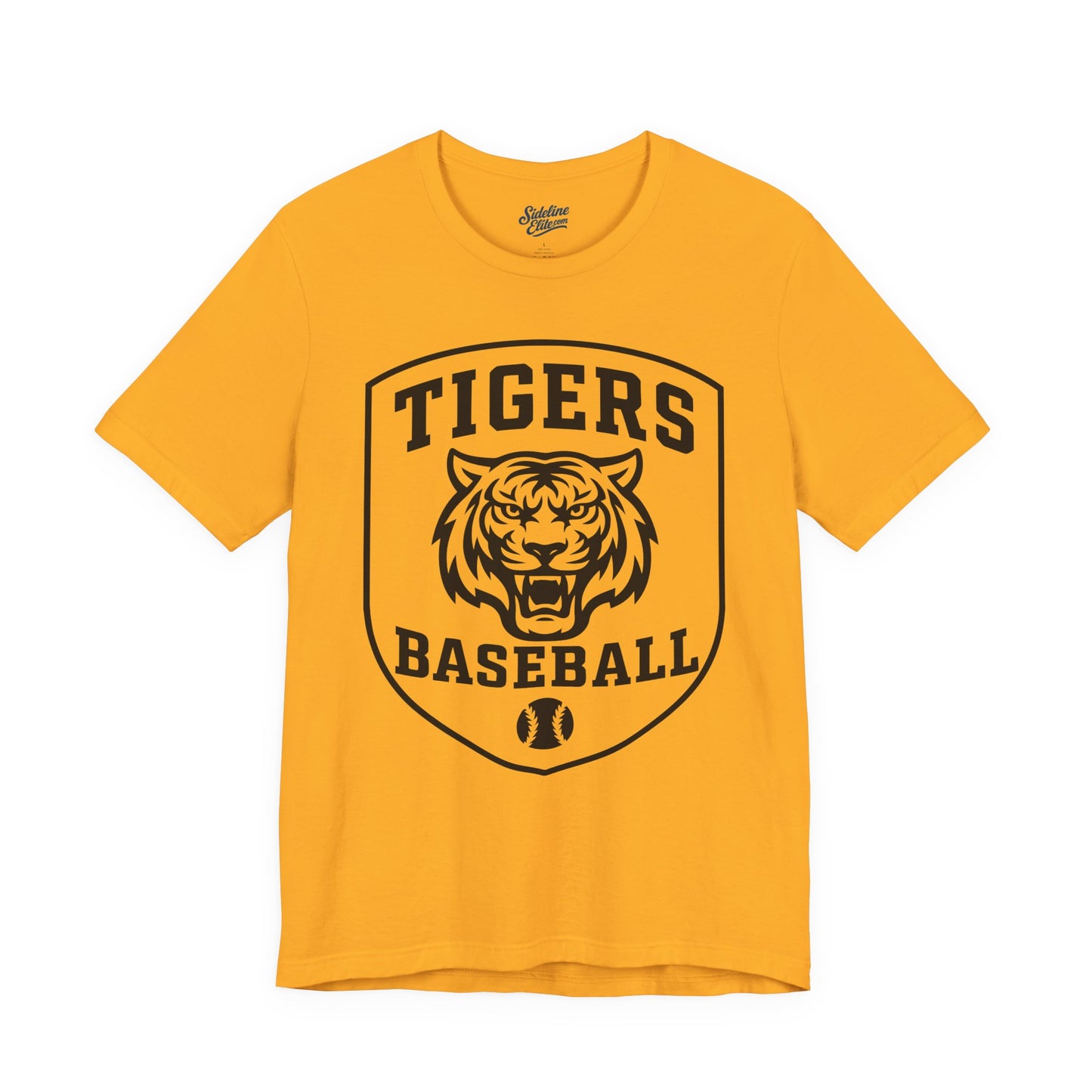 Tigers Baseball Shield Tee | Fierce Mascot Crest with Baseball Emblem