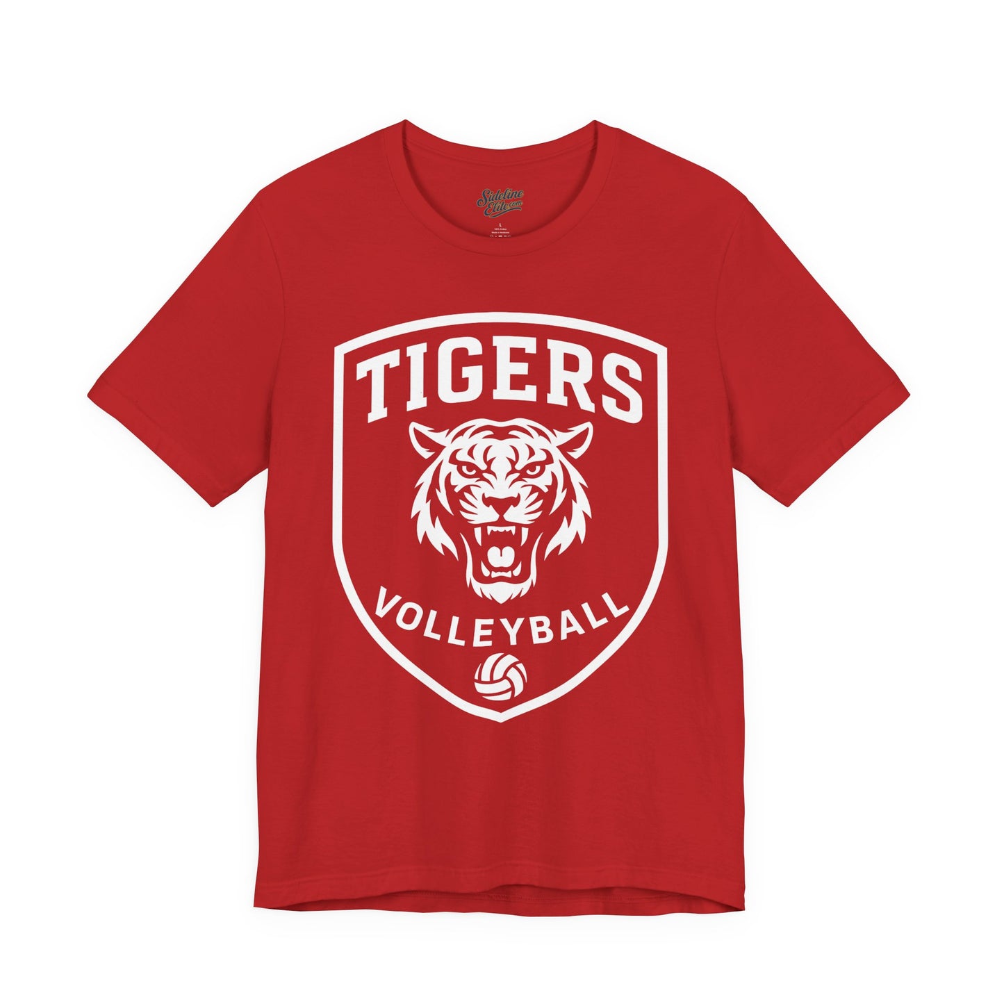 Tigers Volleyball Shield Tee | Bold Crest Design with Mascot and Volleyball Icon