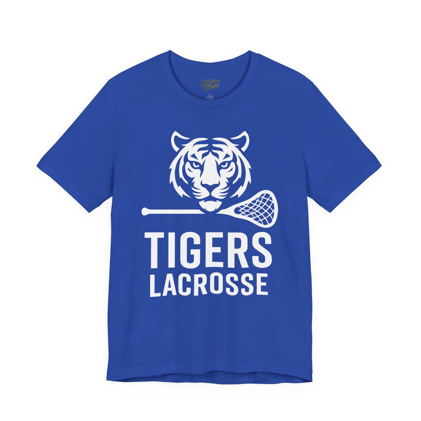 Tigers Lacrosse Bold Mascot Tee | Fierce Tiger Head with Stick Design