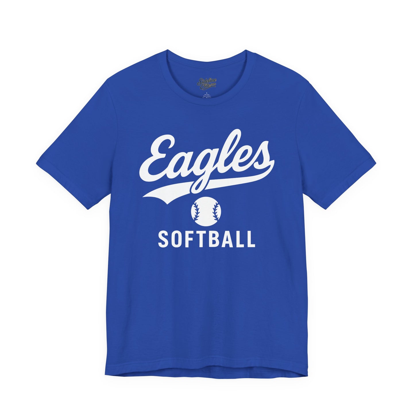 Eagles Softball Spirit Wear T-Shirt | Script Swoosh Design with Centered Softball Graphic