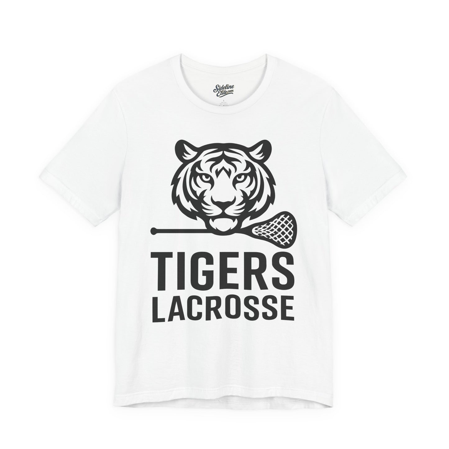 Tigers Lacrosse Bold Mascot Tee | Fierce Tiger Head with Stick Design