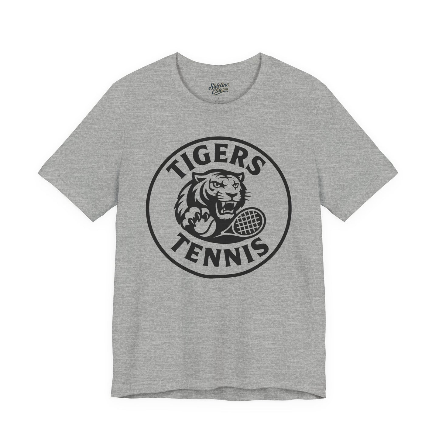 Tigers Tennis Racket Grip Tee | Circle Badge Mascot Design