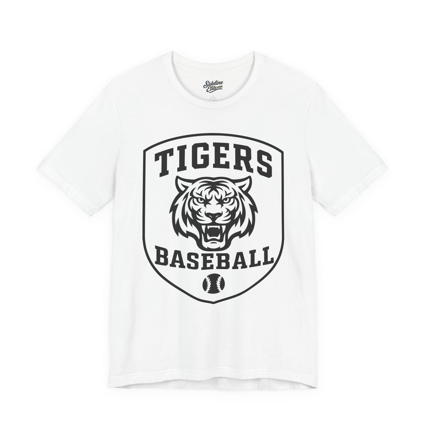 Tigers Baseball Shield Tee | Fierce Mascot Crest with Baseball Emblem