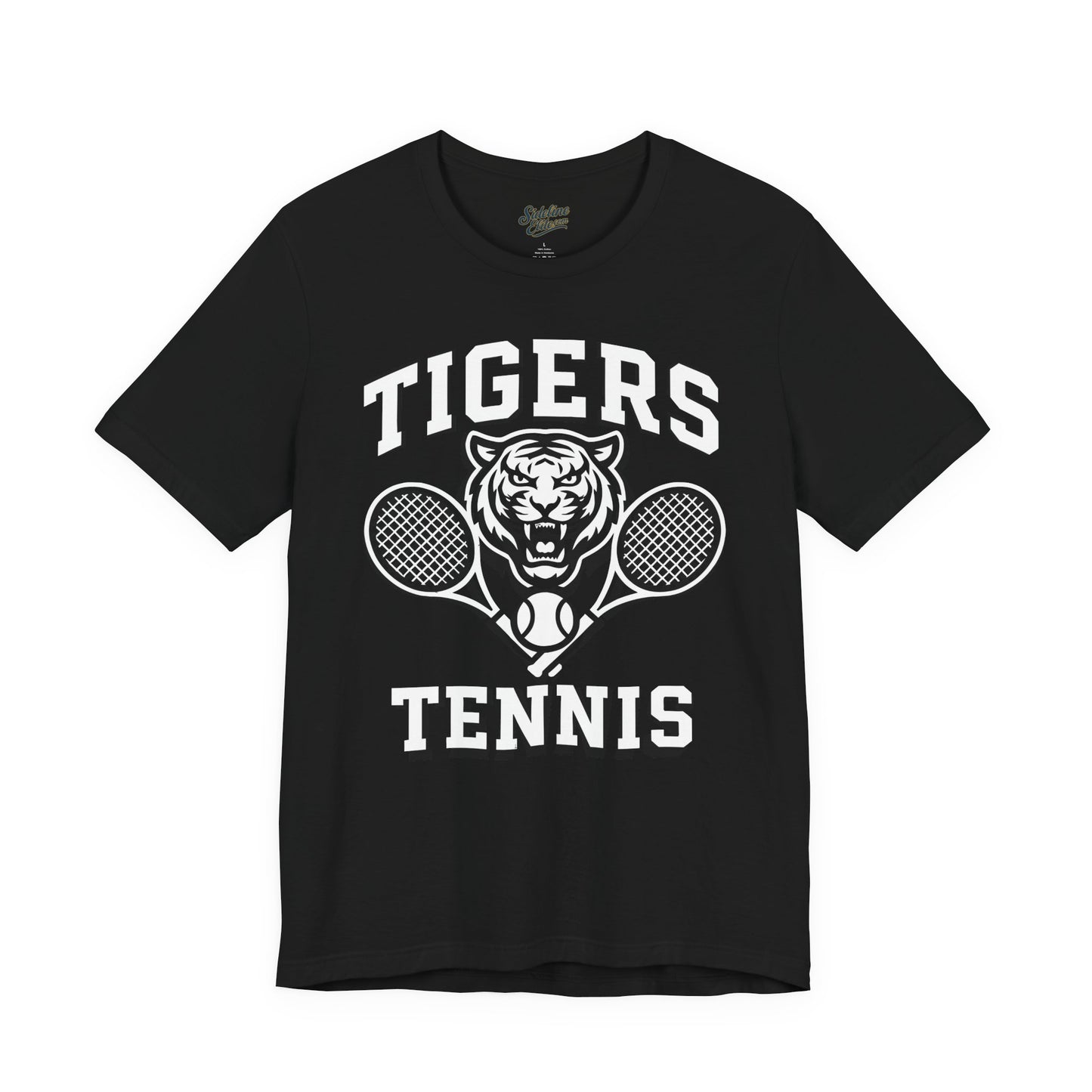 Tigers Tennis Dual Racket Tee | Classic Mascot Graphic on Athletic Shirt