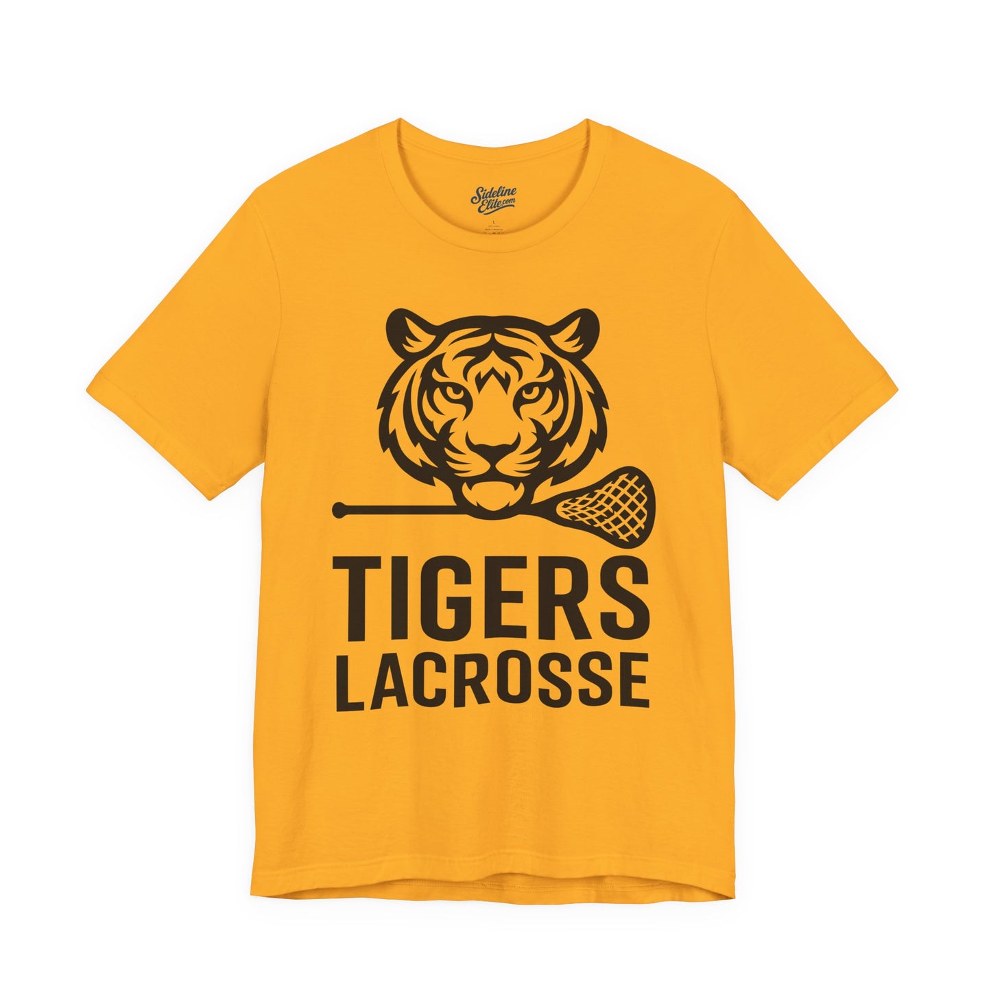 Tigers Lacrosse Bold Mascot Tee | Fierce Tiger Head with Stick Design
