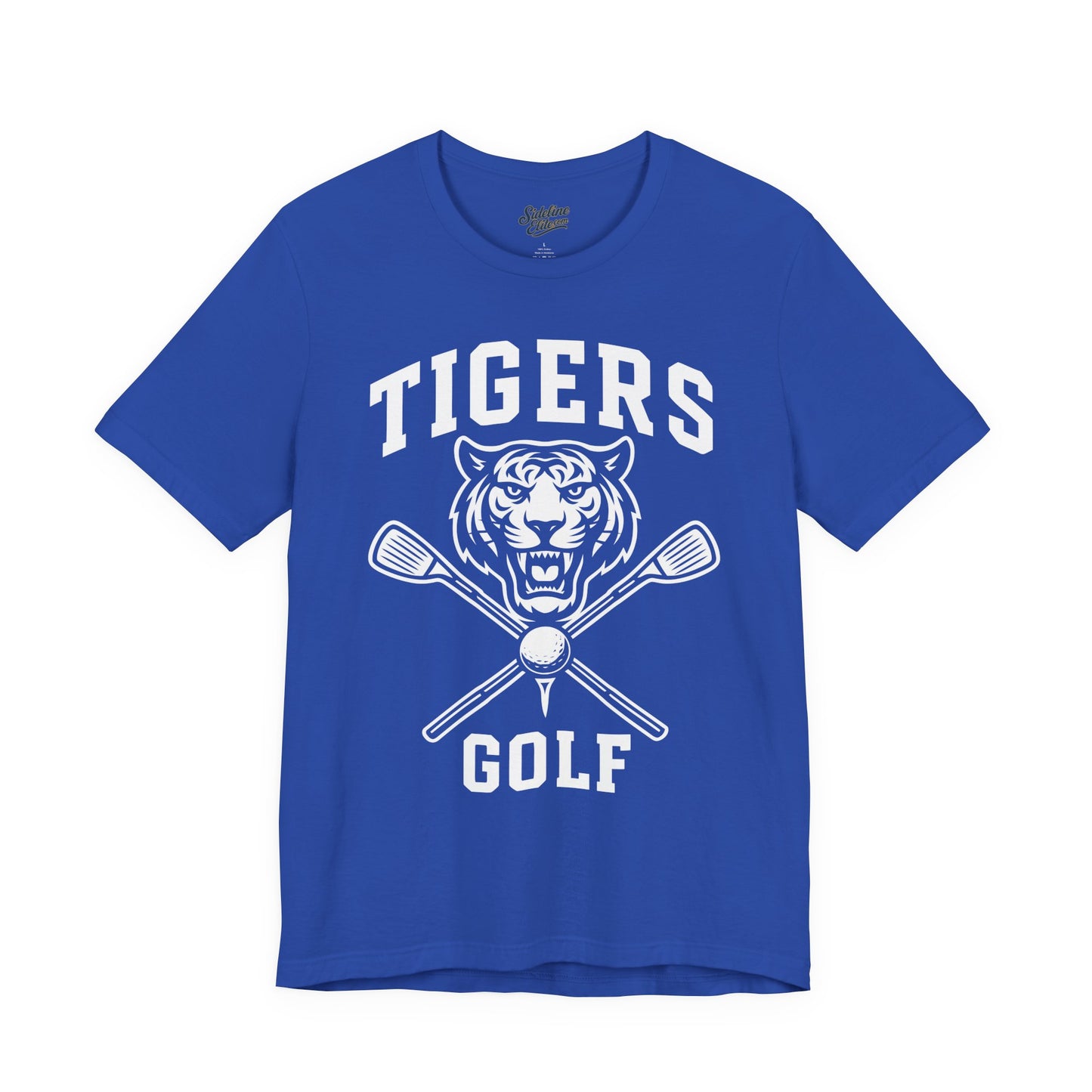 Tigers Golf Crossed Clubs Tee | Fierce Tiger Face & Varsity Style