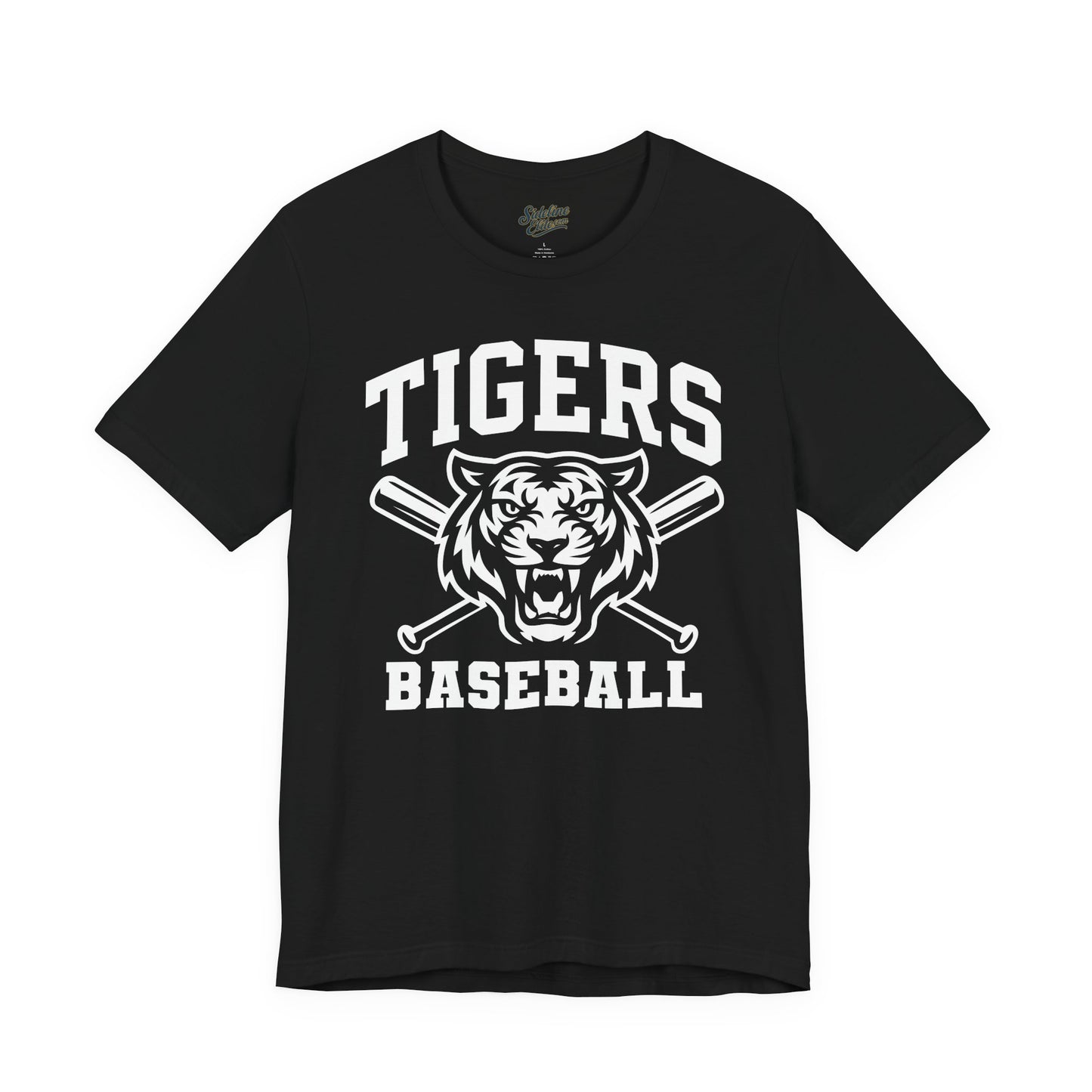 Tigers Baseball Crossbats Tee | Fierce Mascot with Arched Text and Bat Graphic
