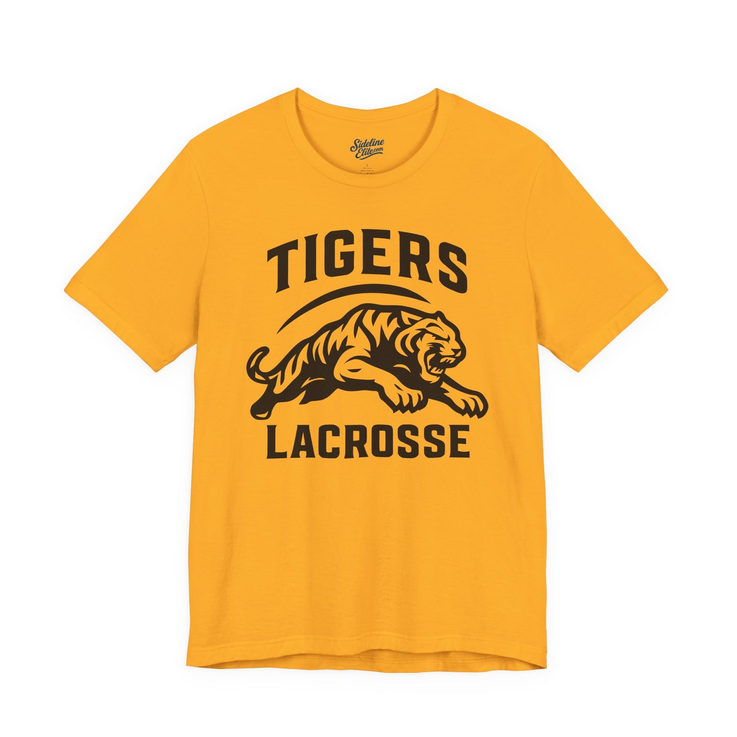 Tigers Lacrosse Spirit Tee | Bold Leaping Tiger Mascot Design