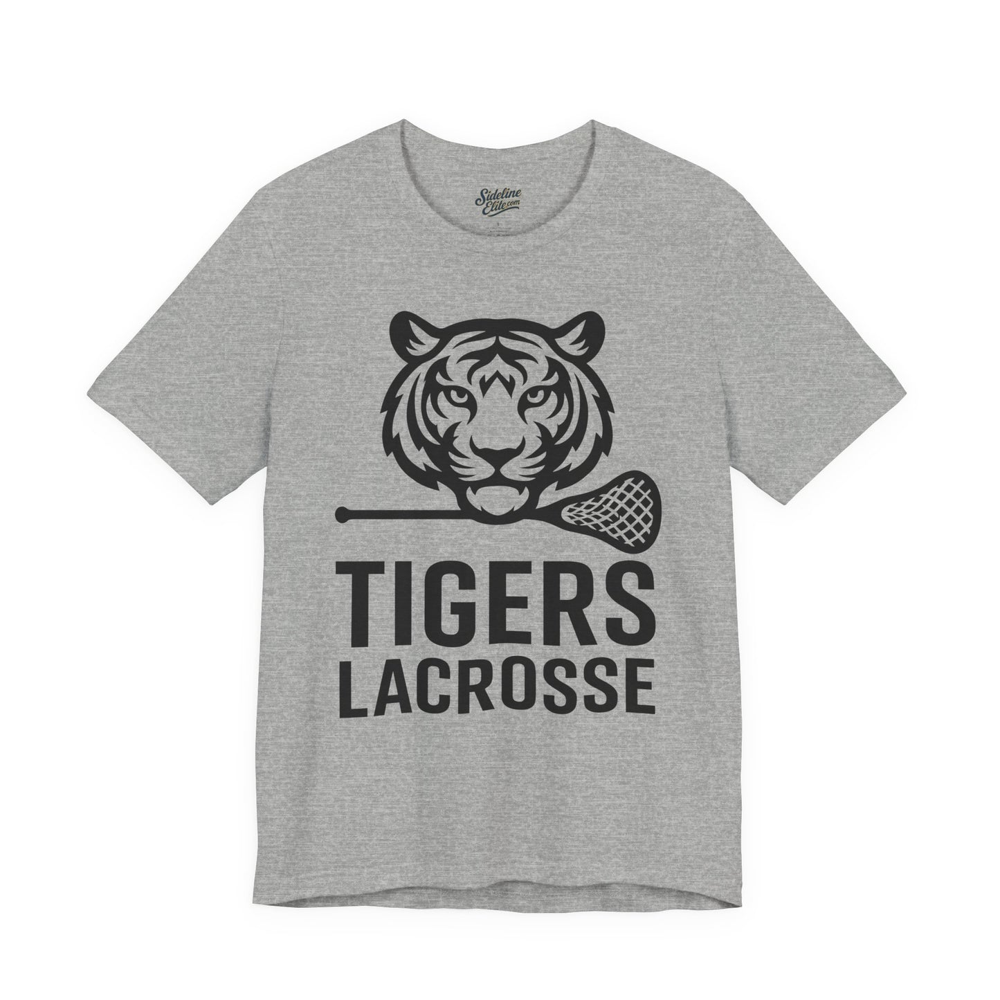 Tigers Lacrosse Bold Mascot Tee | Fierce Tiger Head with Stick Design
