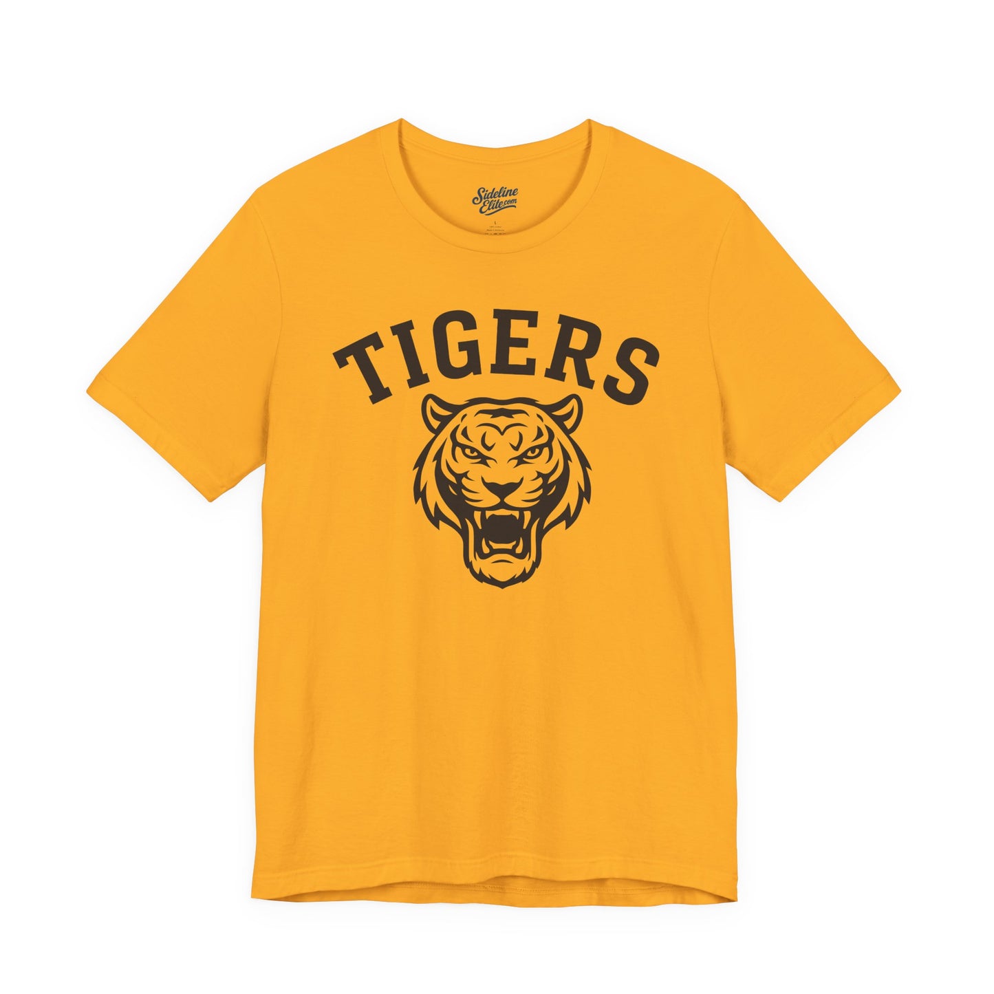 Tigers Mascot Face Tee | Classic Arched Lettering on Bold Spirit Shirt
