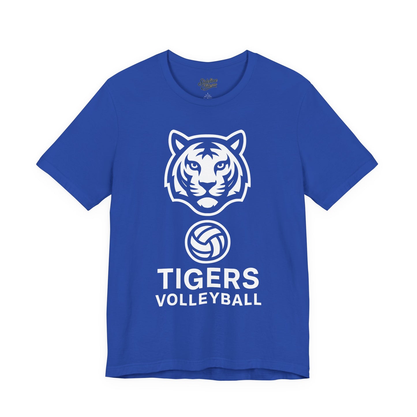 Tigers Volleyball Face Crest Tee | Fierce Mascot with Volleyball Icon