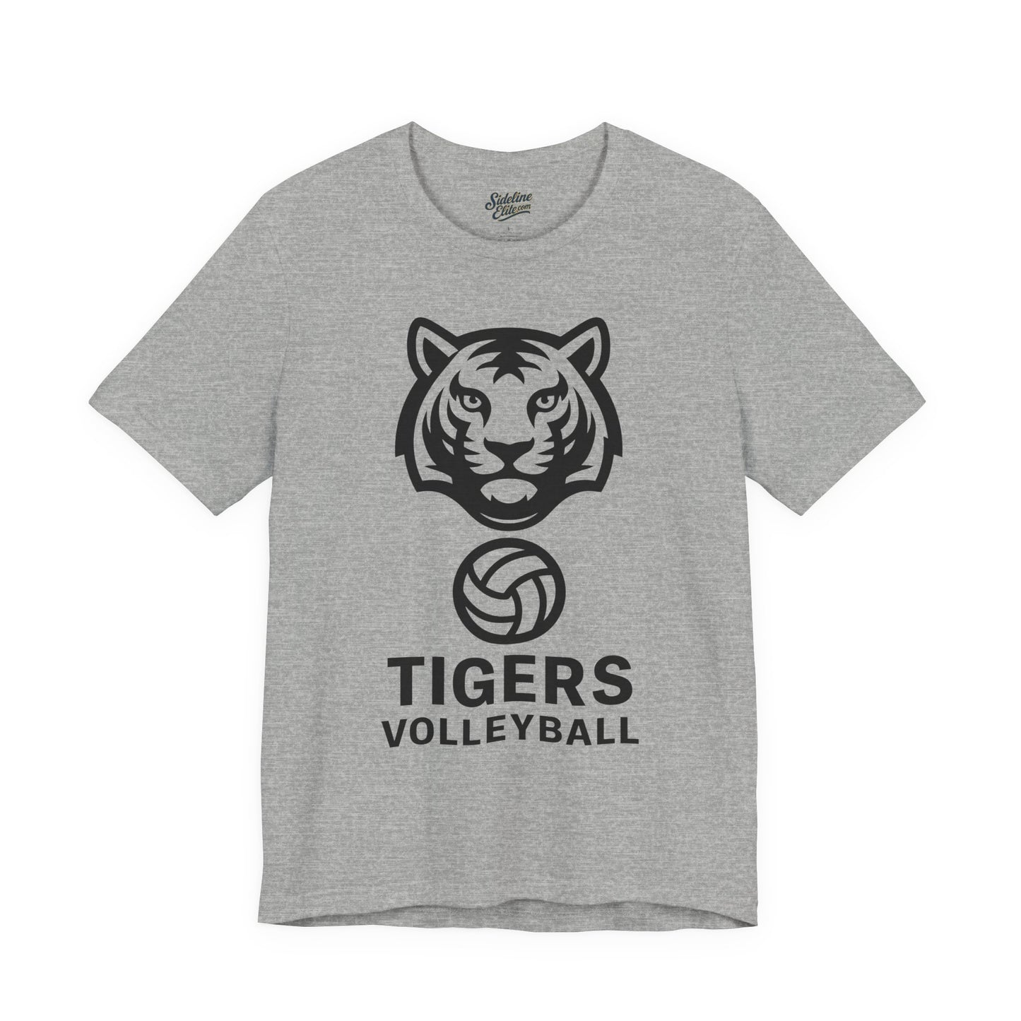 Tigers Volleyball Face Crest Tee | Fierce Mascot with Volleyball Icon