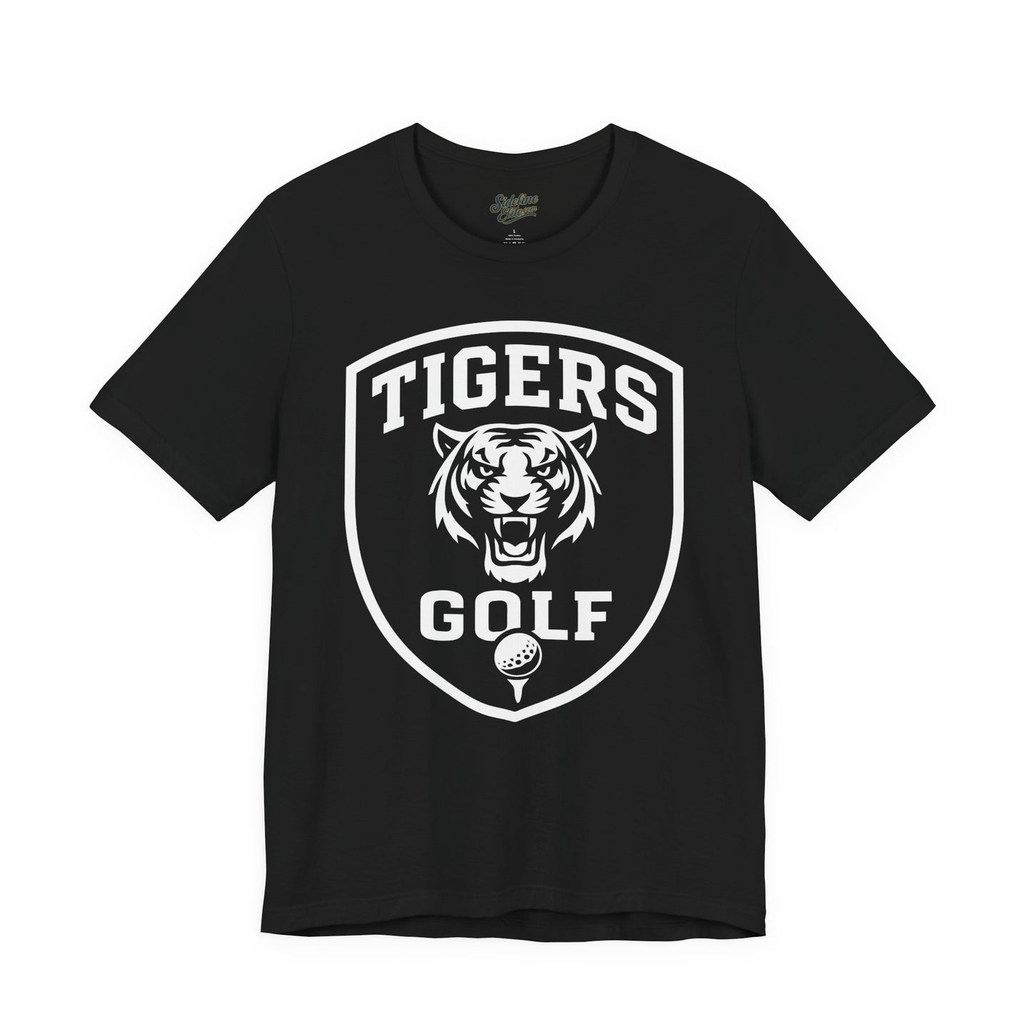 Tigers Golf Shield Tee | Fierce Mascot with Golf Ball Emblem