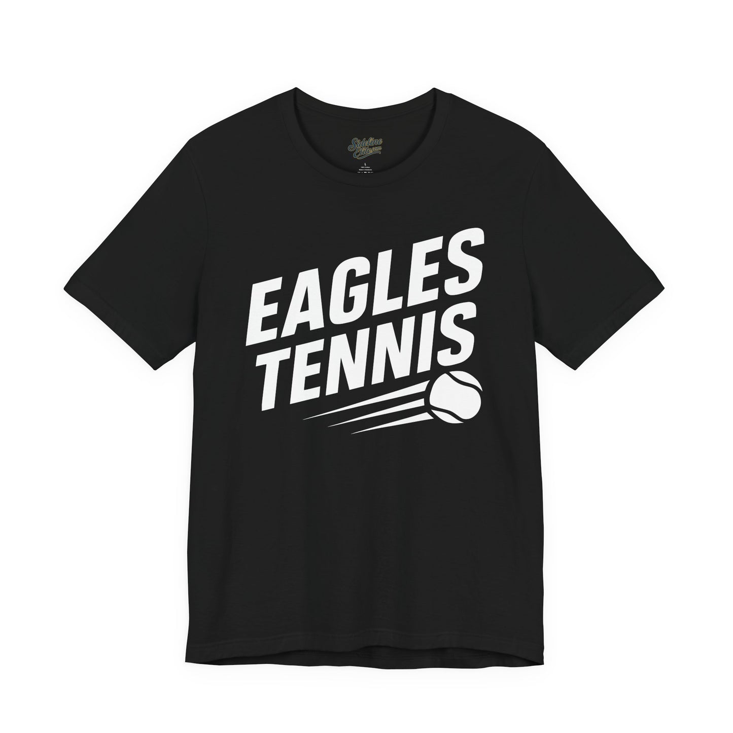 Eagles Tennis Spirit Wear T-Shirt | Bold Slanted Text with Speeding Tennis Ball Graphic
