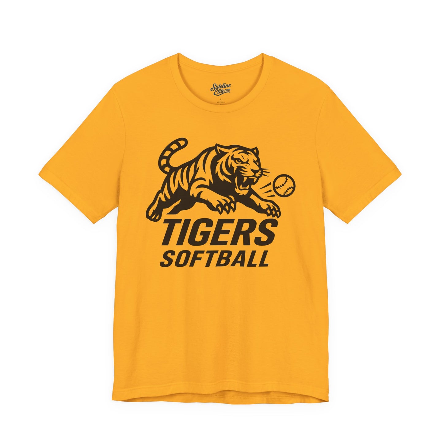 Tigers Softball Pounce Tee | Leaping Mascot with Claw-Marked Ball Graphic
