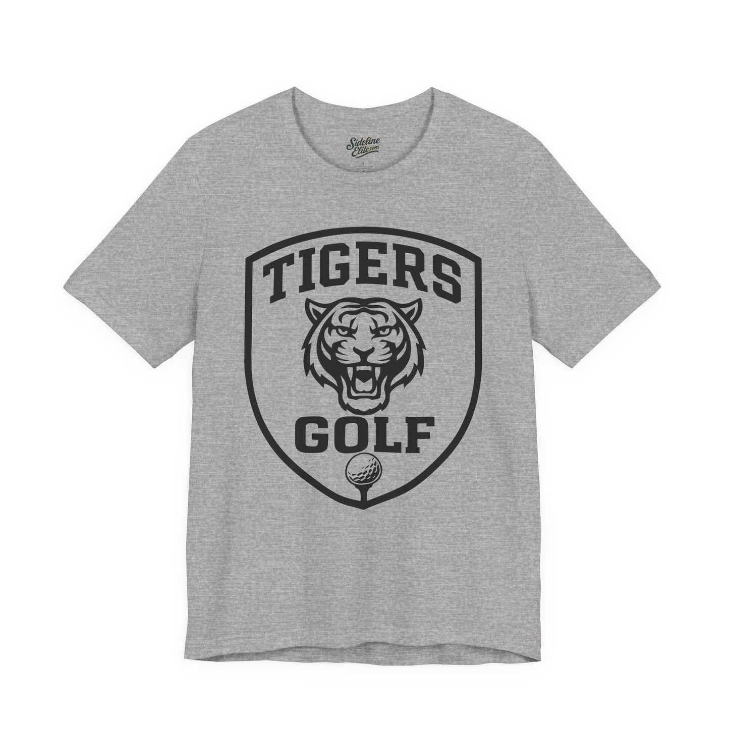 Tigers Golf Shield Tee | Fierce Mascot with Golf Ball Emblem