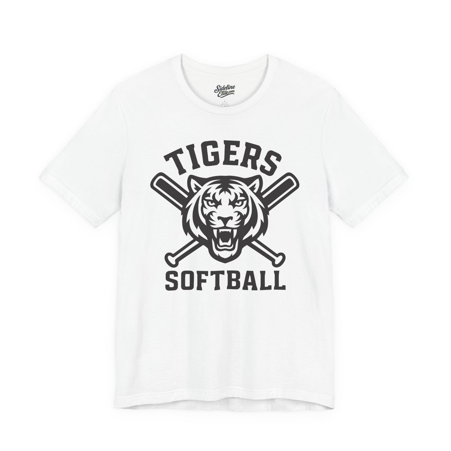 Tigers Softball Strike Zone Tee | Centered Mascot with Bold Crossed Bats Layout