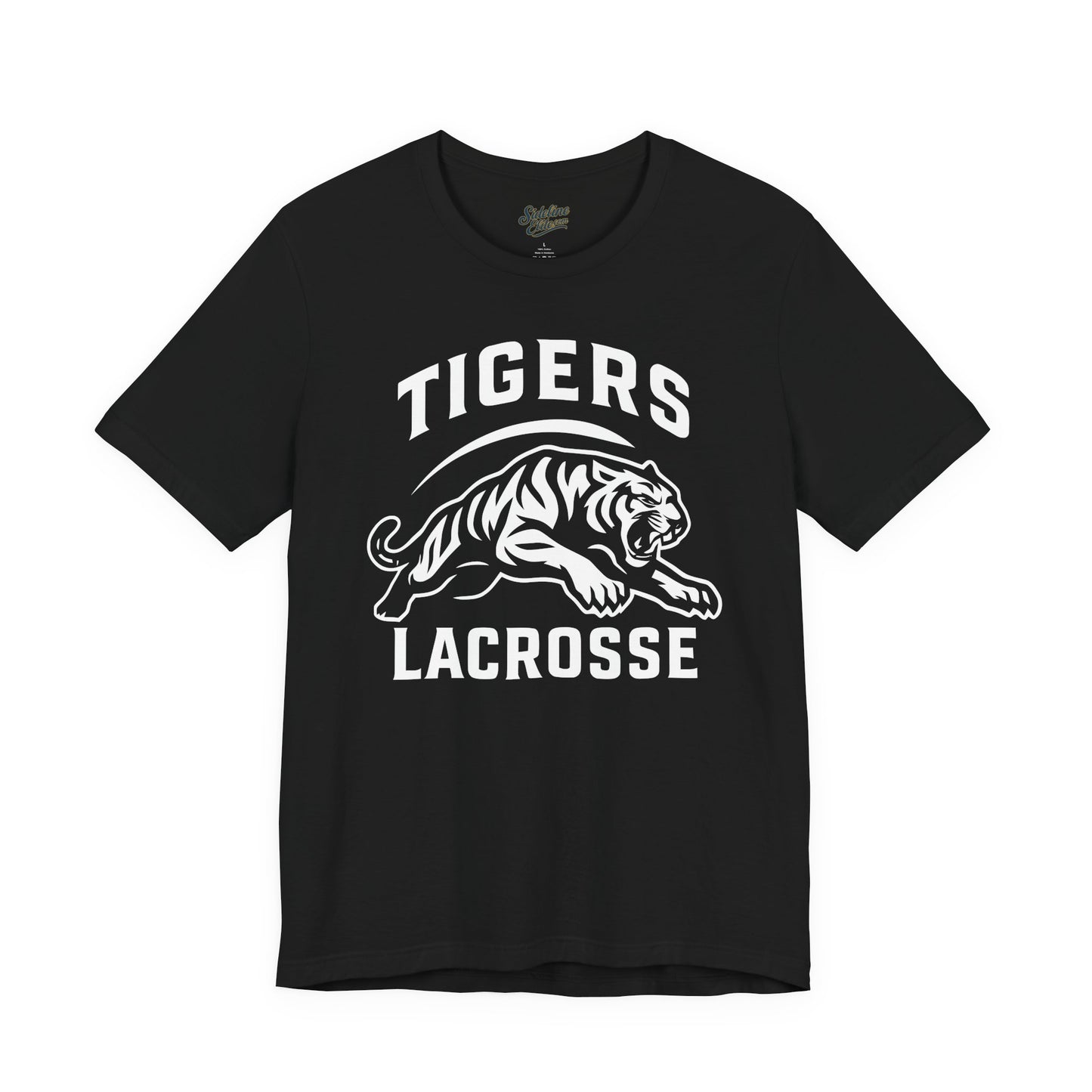 Tigers Lacrosse Spirit Tee | Bold Leaping Tiger Mascot Design