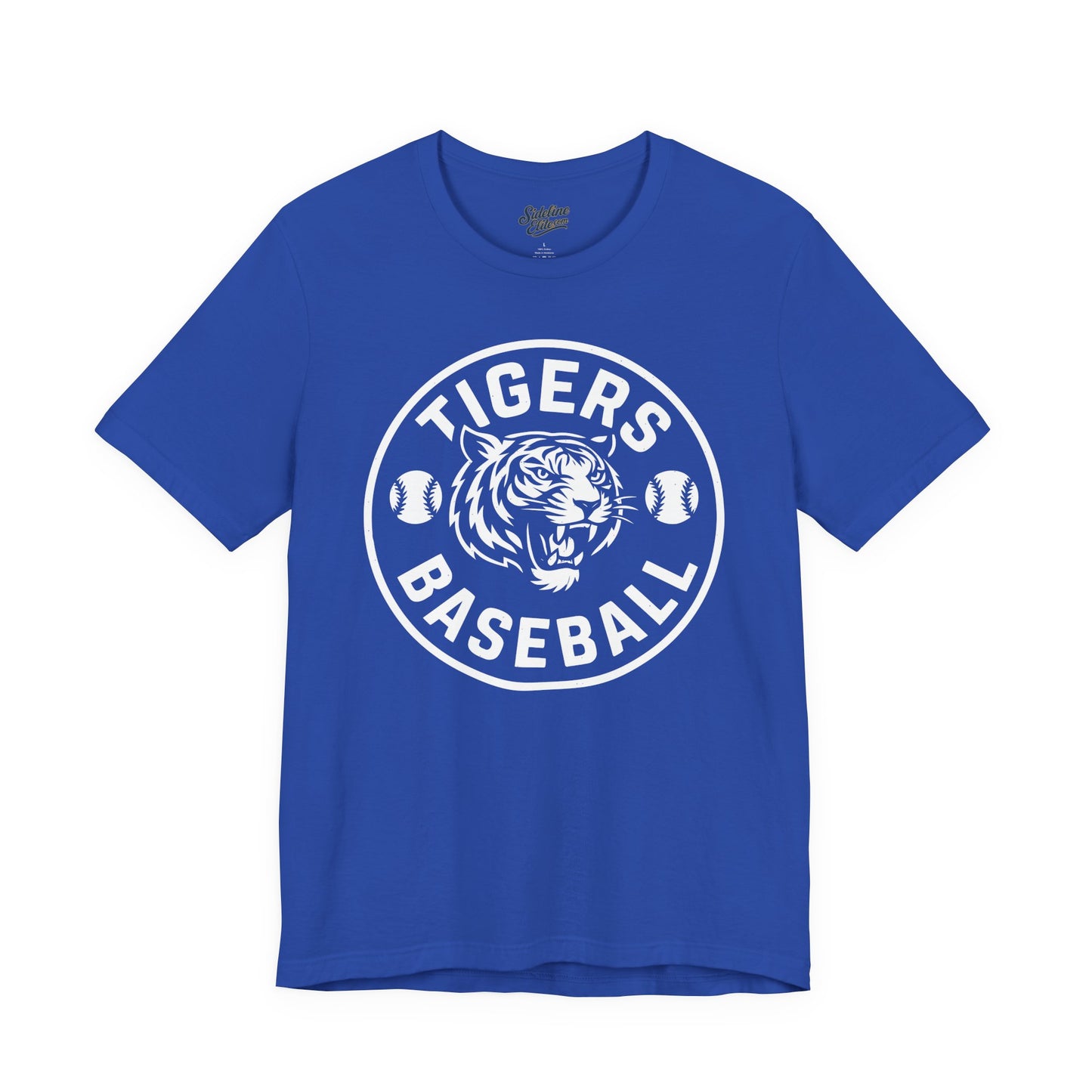 Tigers Baseball Circle Emblem Tee | Bold Mascot with Double Baseball Icons