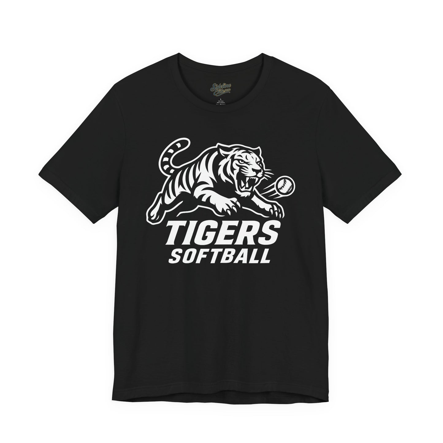 Tigers Softball Pounce Tee | Leaping Mascot with Claw-Marked Ball Graphic