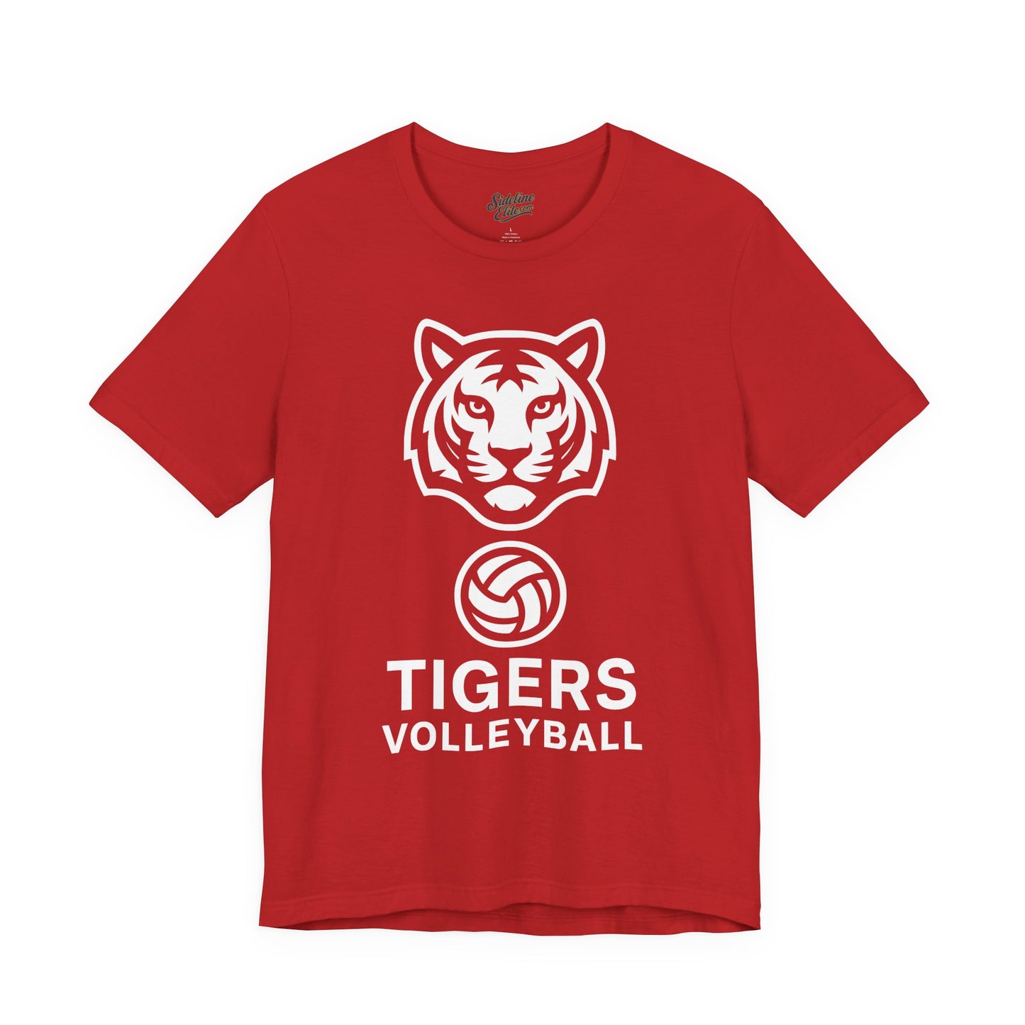 Tigers Volleyball Face Crest Tee | Fierce Mascot with Volleyball Icon