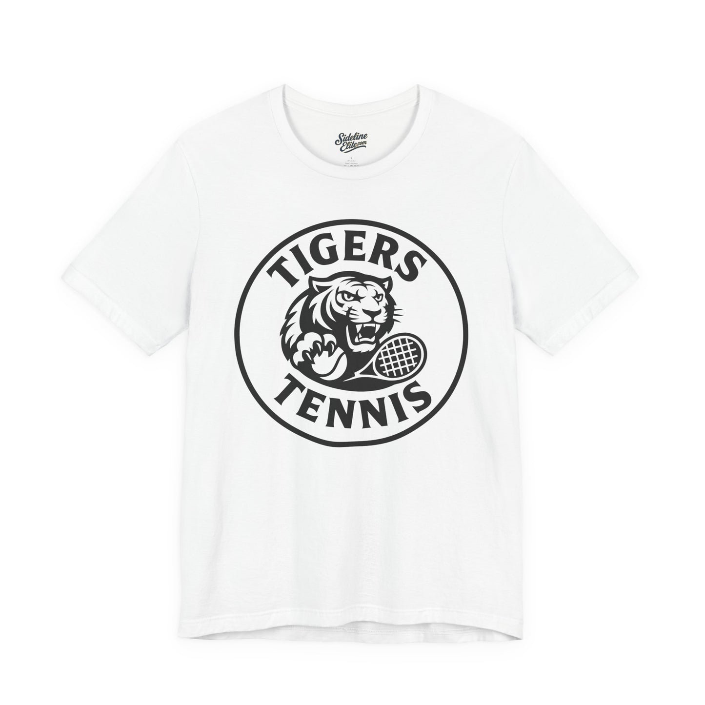 Tigers Tennis Racket Grip Tee | Circle Badge Mascot Design