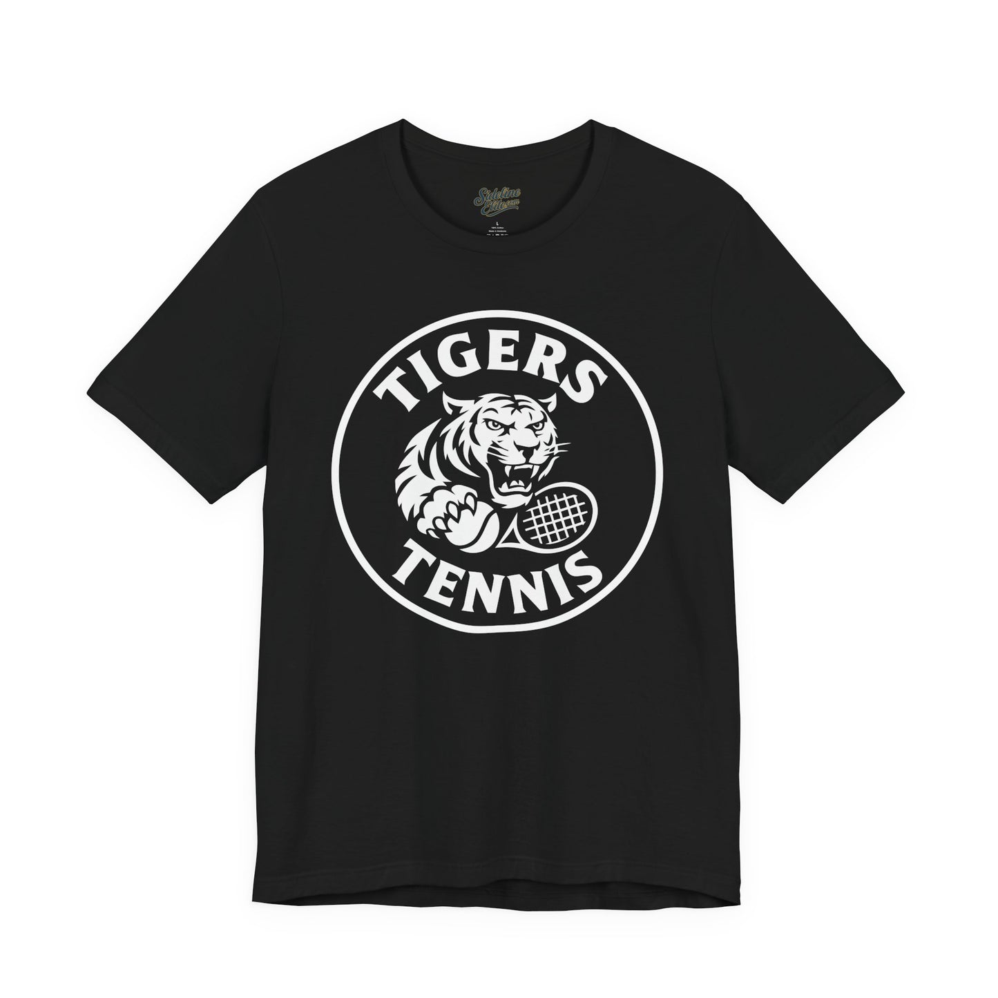 Tigers Tennis Racket Grip Tee | Circle Badge Mascot Design