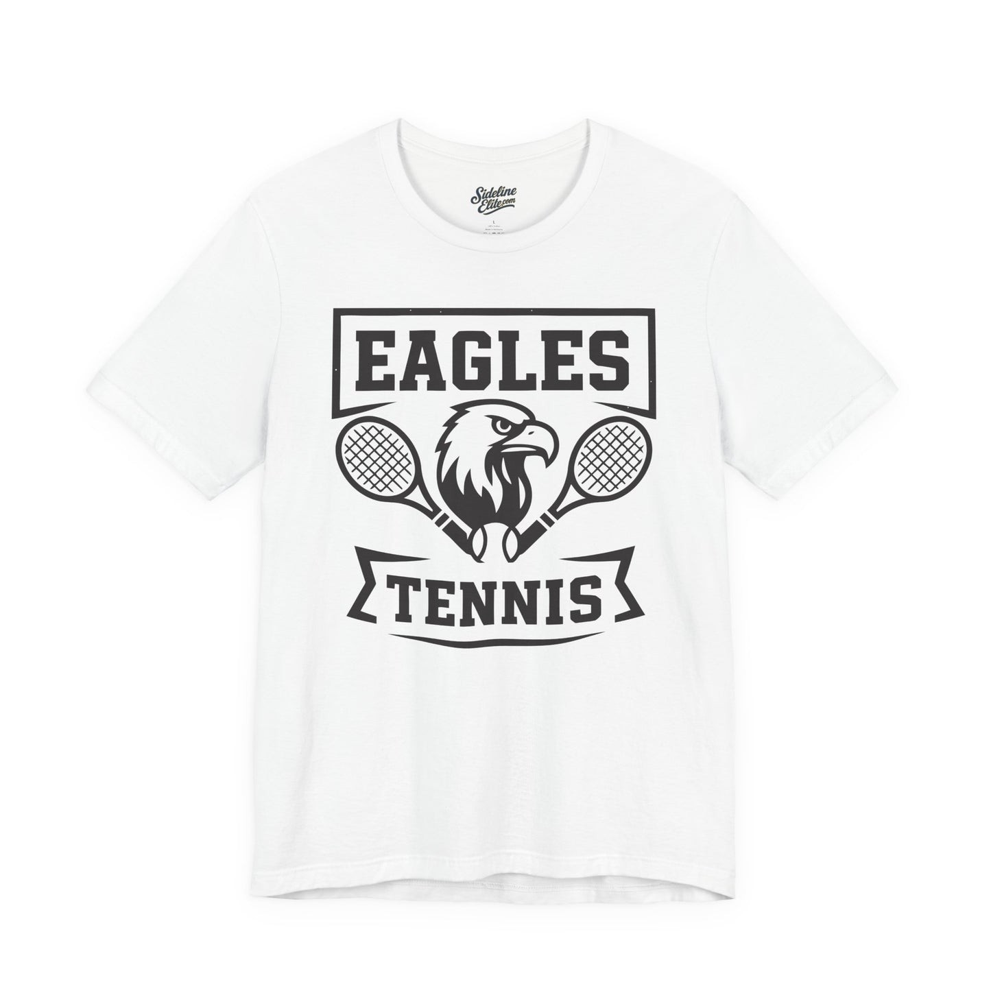 Eagles Tennis Spirit Wear T-Shirt | Framed Eagle Mascot with Crossed Rackets Banner Graphic