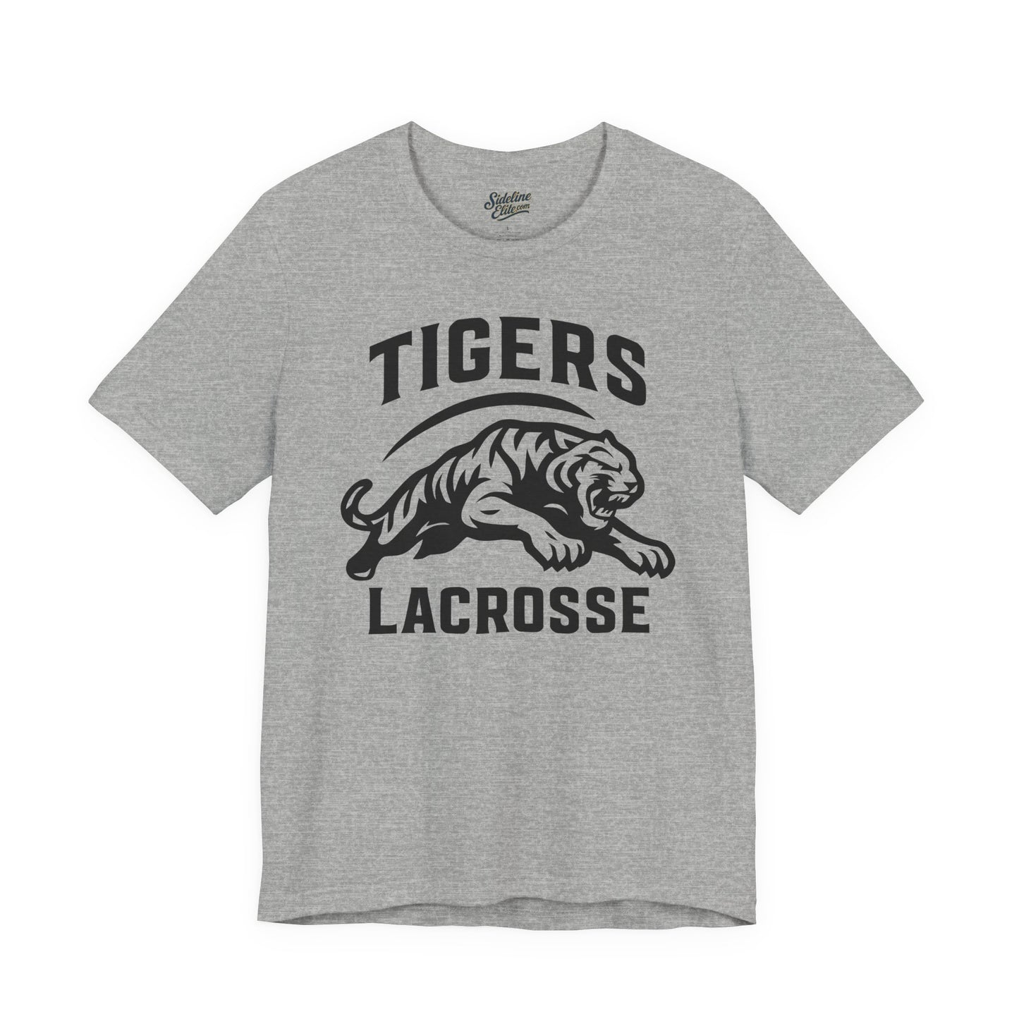 Tigers Lacrosse Spirit Tee | Bold Leaping Tiger Mascot Design