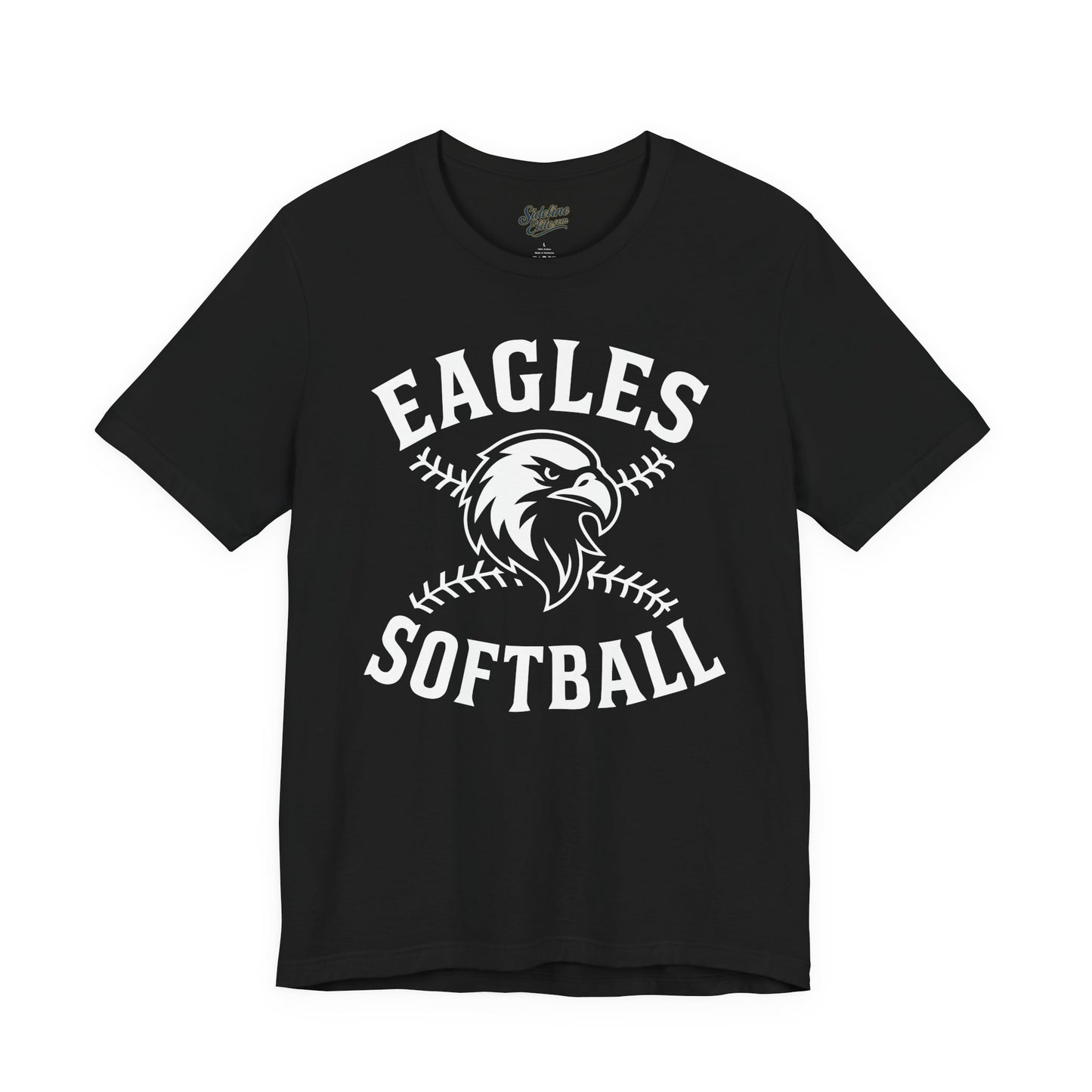 Eagles Softball Spirit Wear T-Shirt | Bold Mascot Head with Crossed Stitch Softball Design