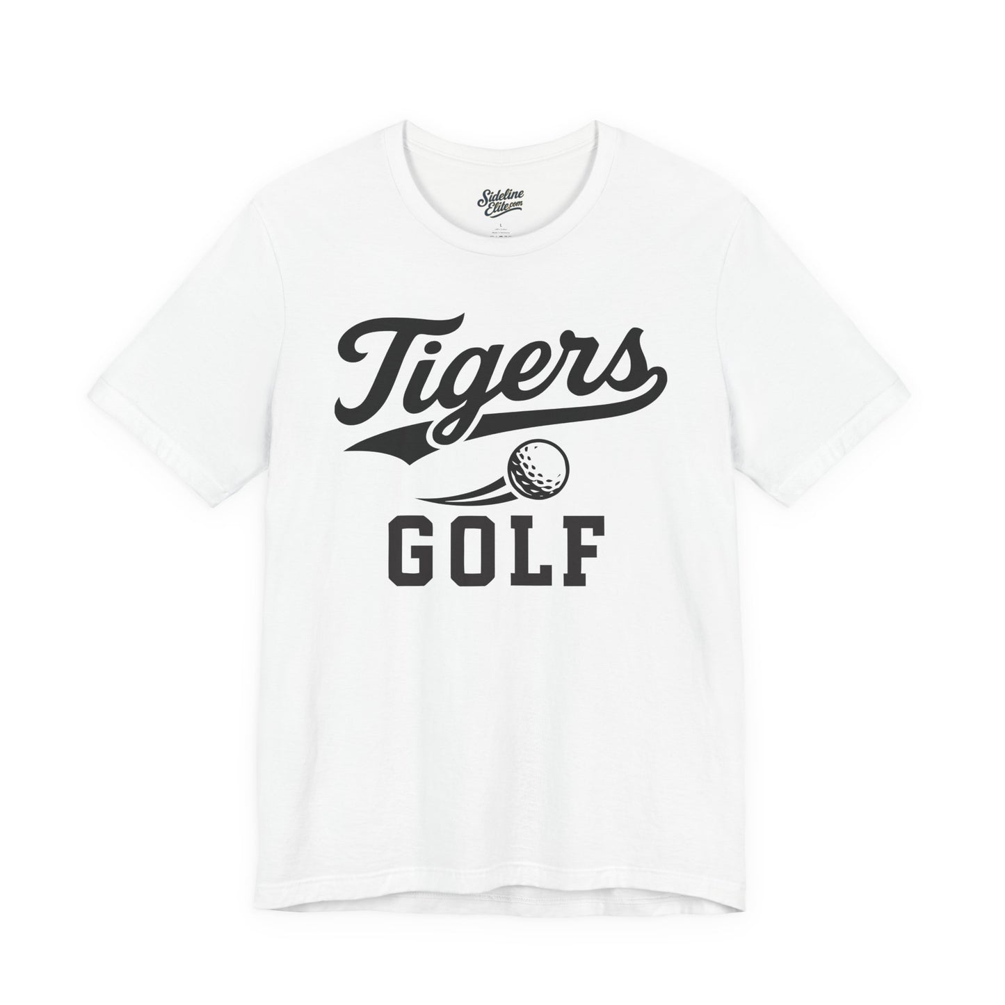 Tigers Golf Script Tee | Retro Athletic Swoosh & Bold Varsity Lettering