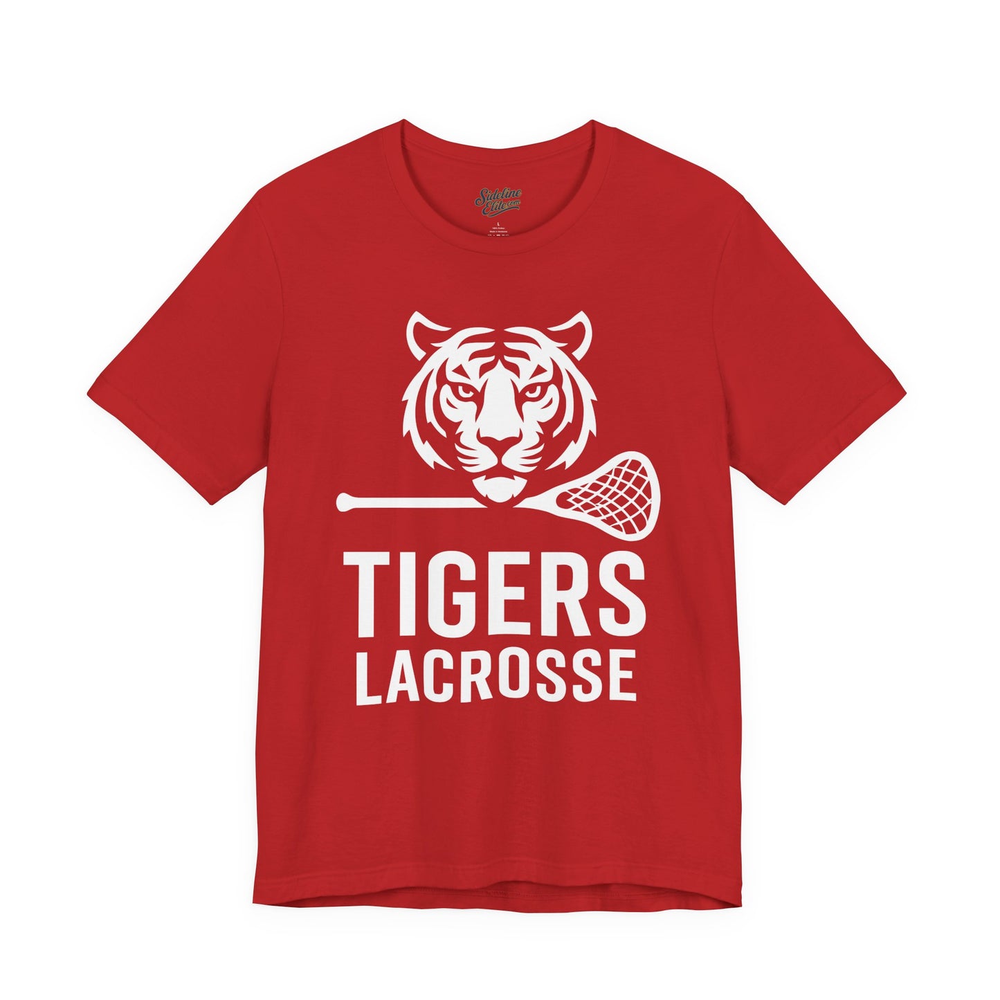 Tigers Lacrosse Bold Mascot Tee | Fierce Tiger Head with Stick Design