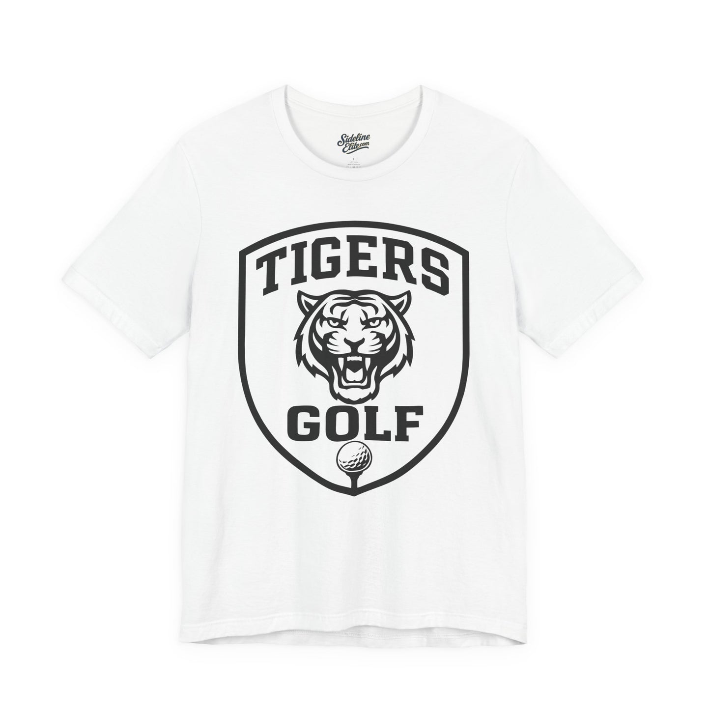 Tigers Golf Shield Tee | Fierce Mascot with Golf Ball Emblem