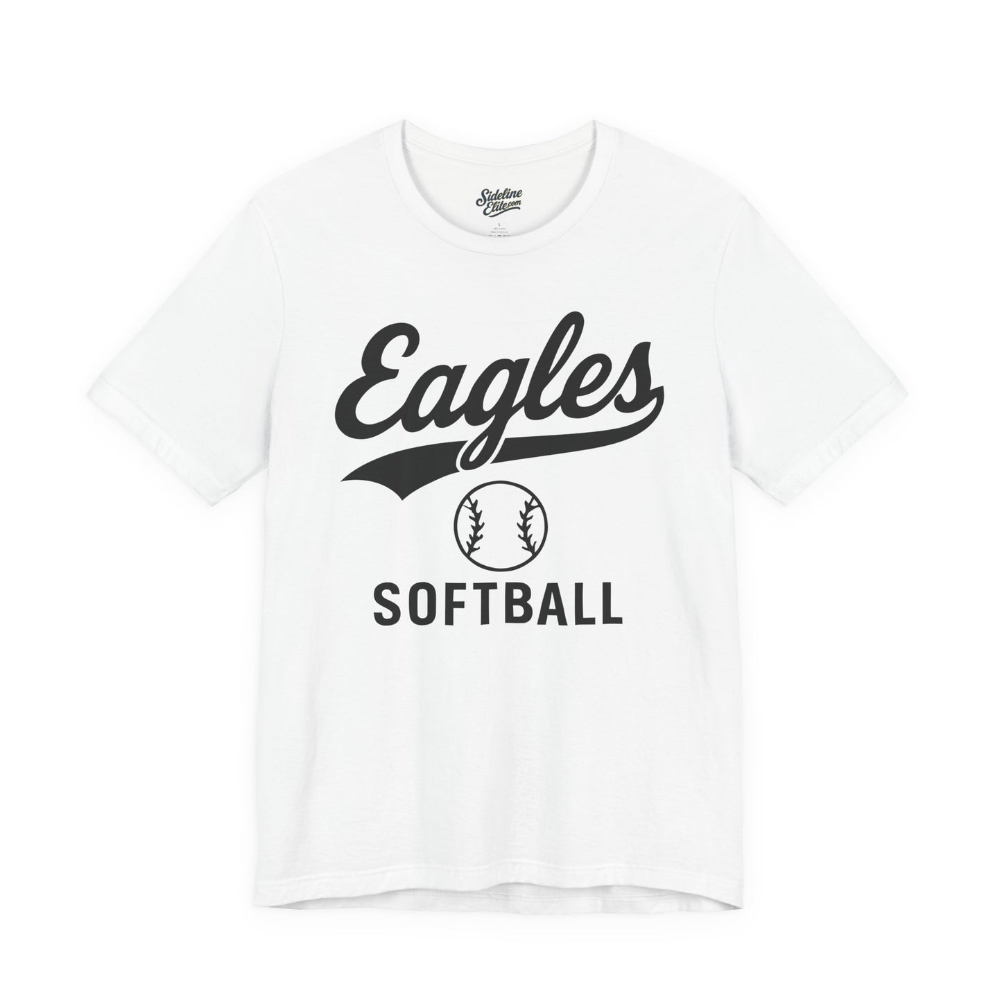Eagles Softball Spirit Wear T-Shirt | Script Swoosh Design with Centered Softball Graphic