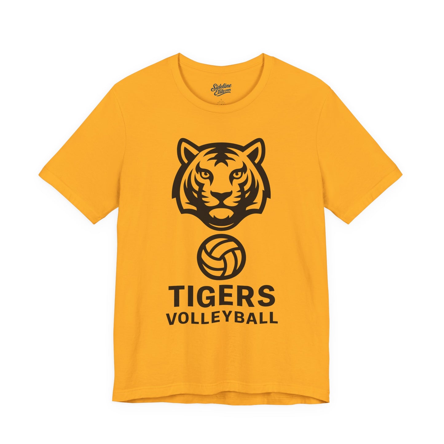Tigers Volleyball Face Crest Tee | Fierce Mascot with Volleyball Icon
