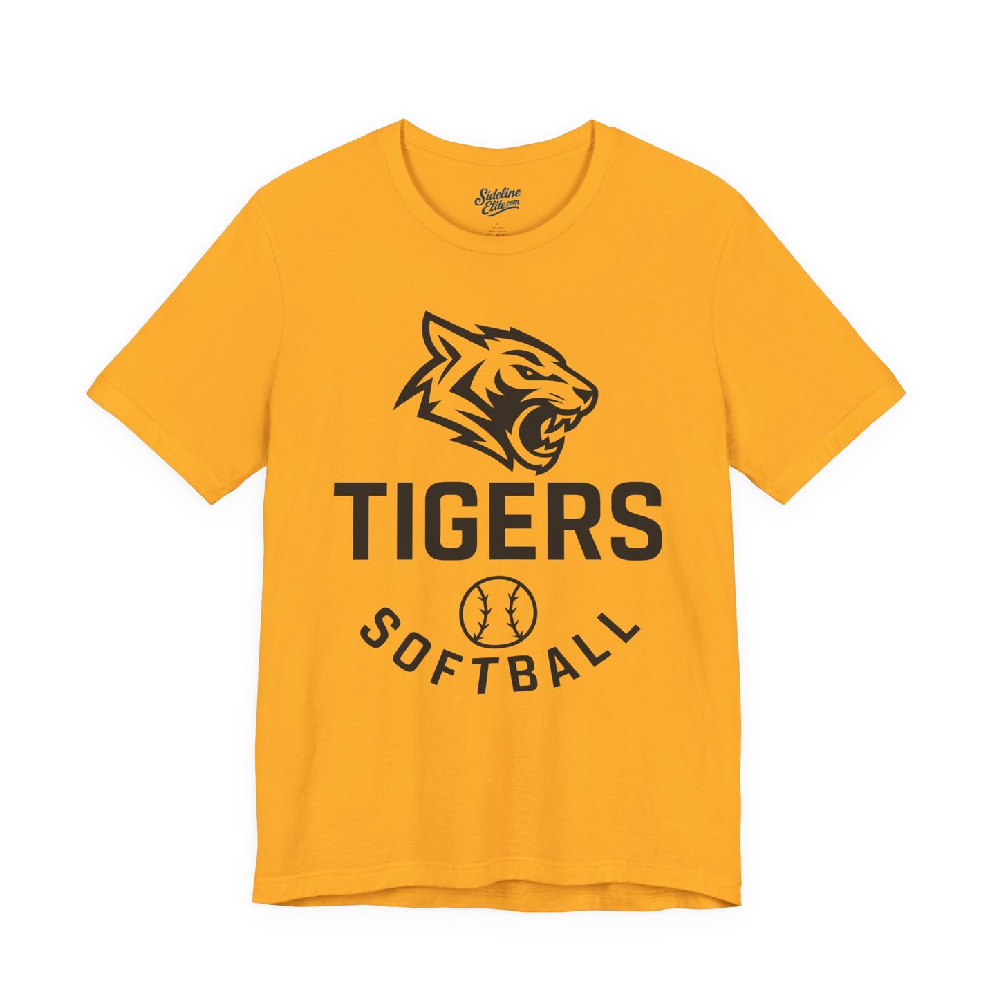 Tigers Softball Fierce Head Tee | Modern Mascot with Arched Text and Softball Icon