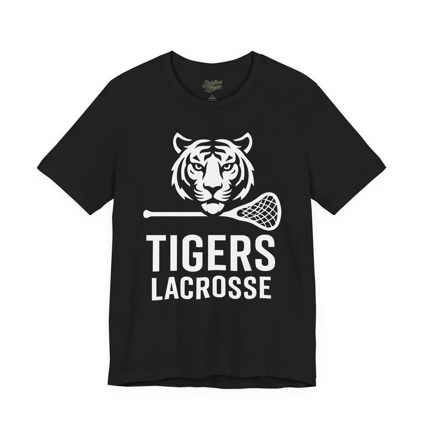 Tigers Lacrosse Bold Mascot Tee | Fierce Tiger Head with Stick Design