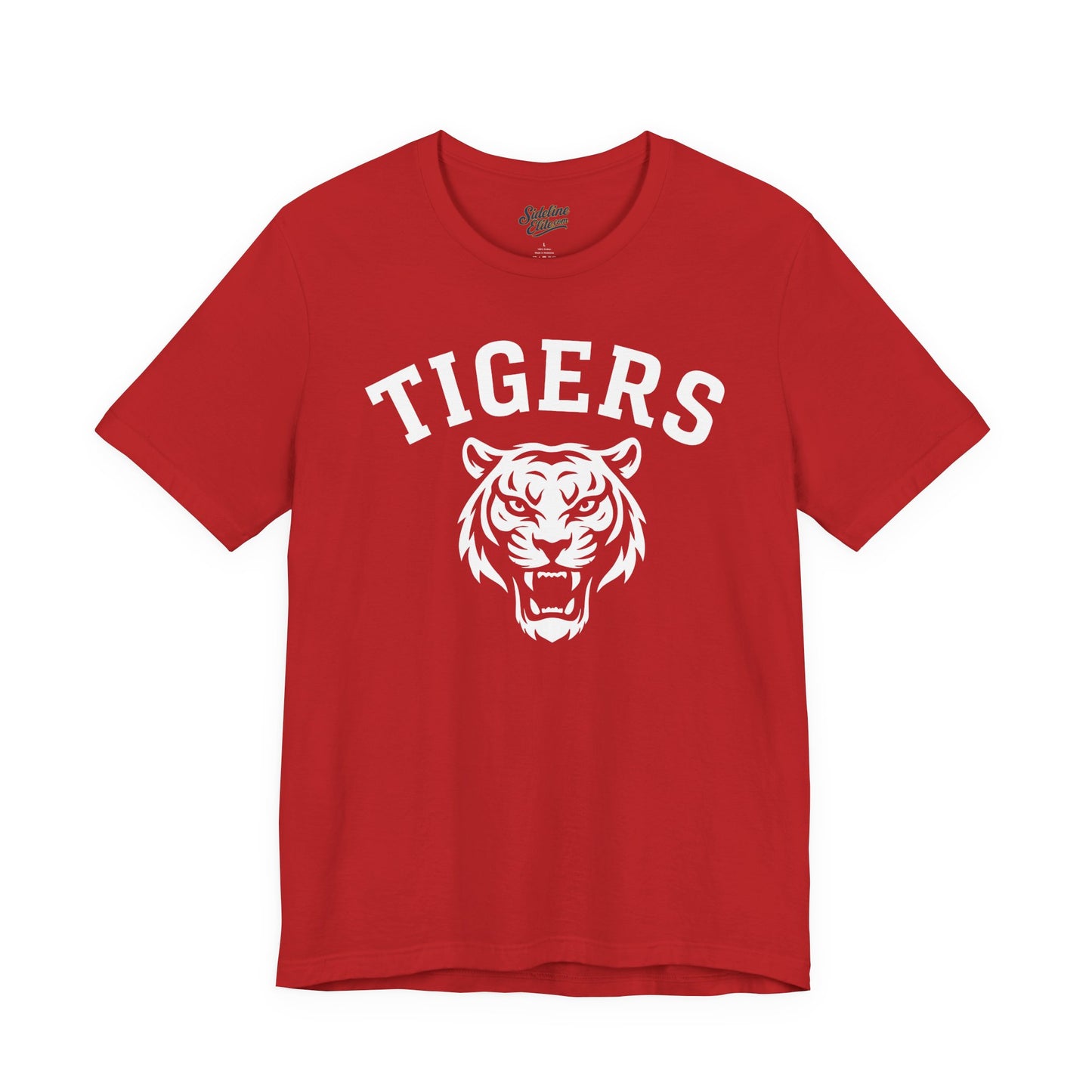 Tigers Mascot Face Tee | Classic Arched Lettering on Bold Spirit Shirt