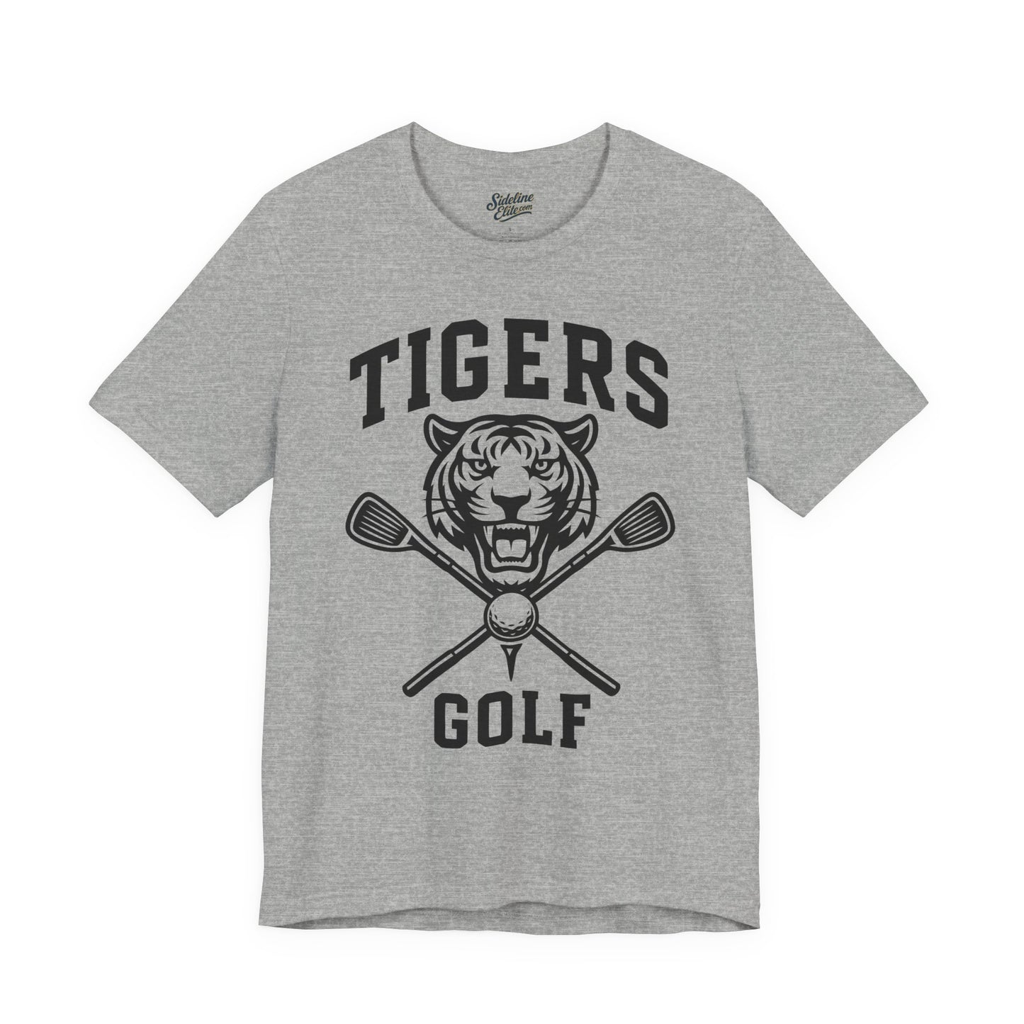 Tigers Golf Crossed Clubs Tee | Fierce Tiger Face & Varsity Style